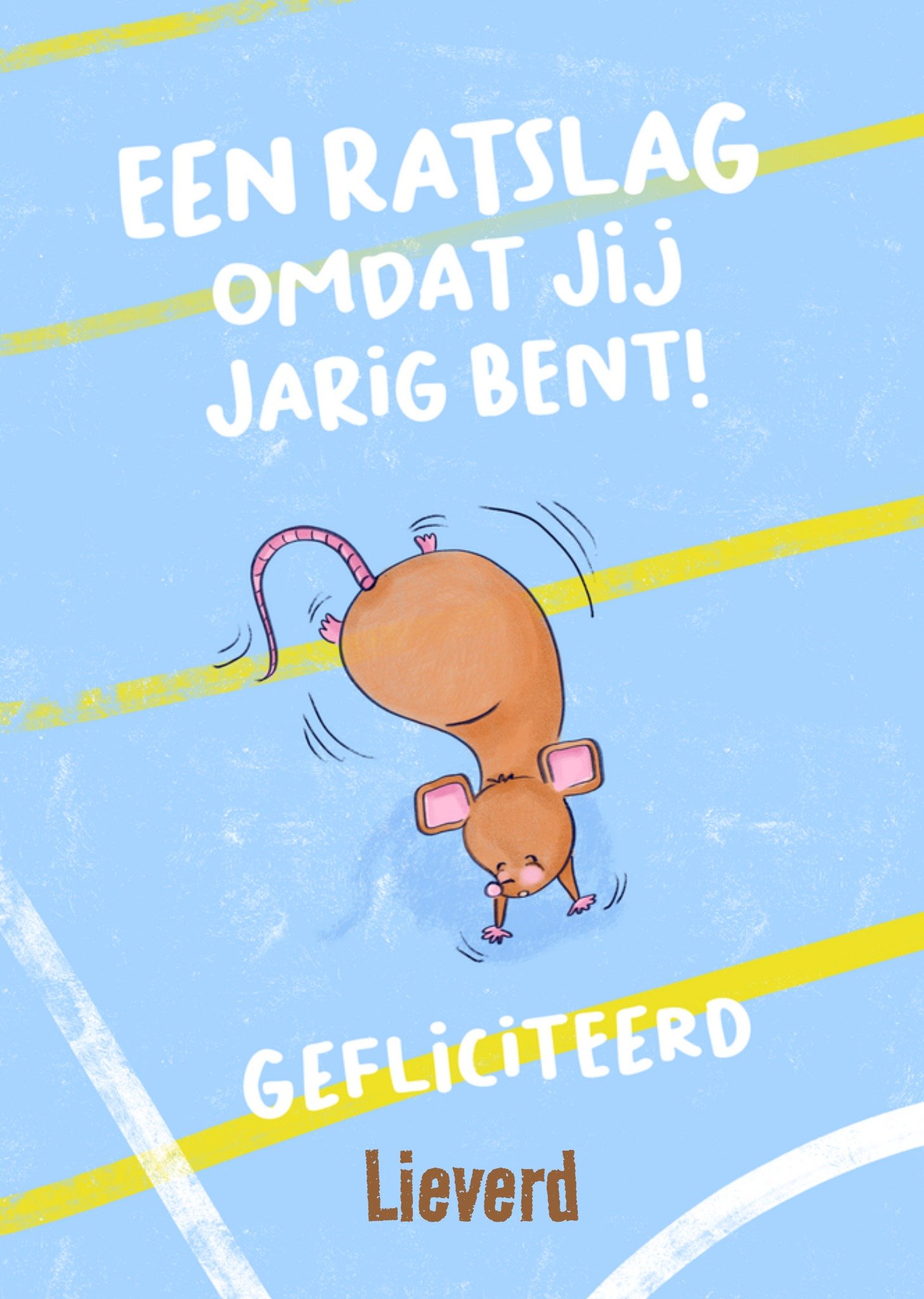 Verjaardagskaart Een ratslag omdat jij jarig bent! Rat Aanpasbare tekst Kaart Liefs Jansje