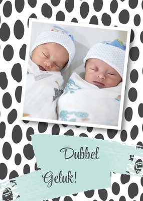 Dubbel Geluk Polka Dot Foto Upload Geboorte Tweeling Kaart