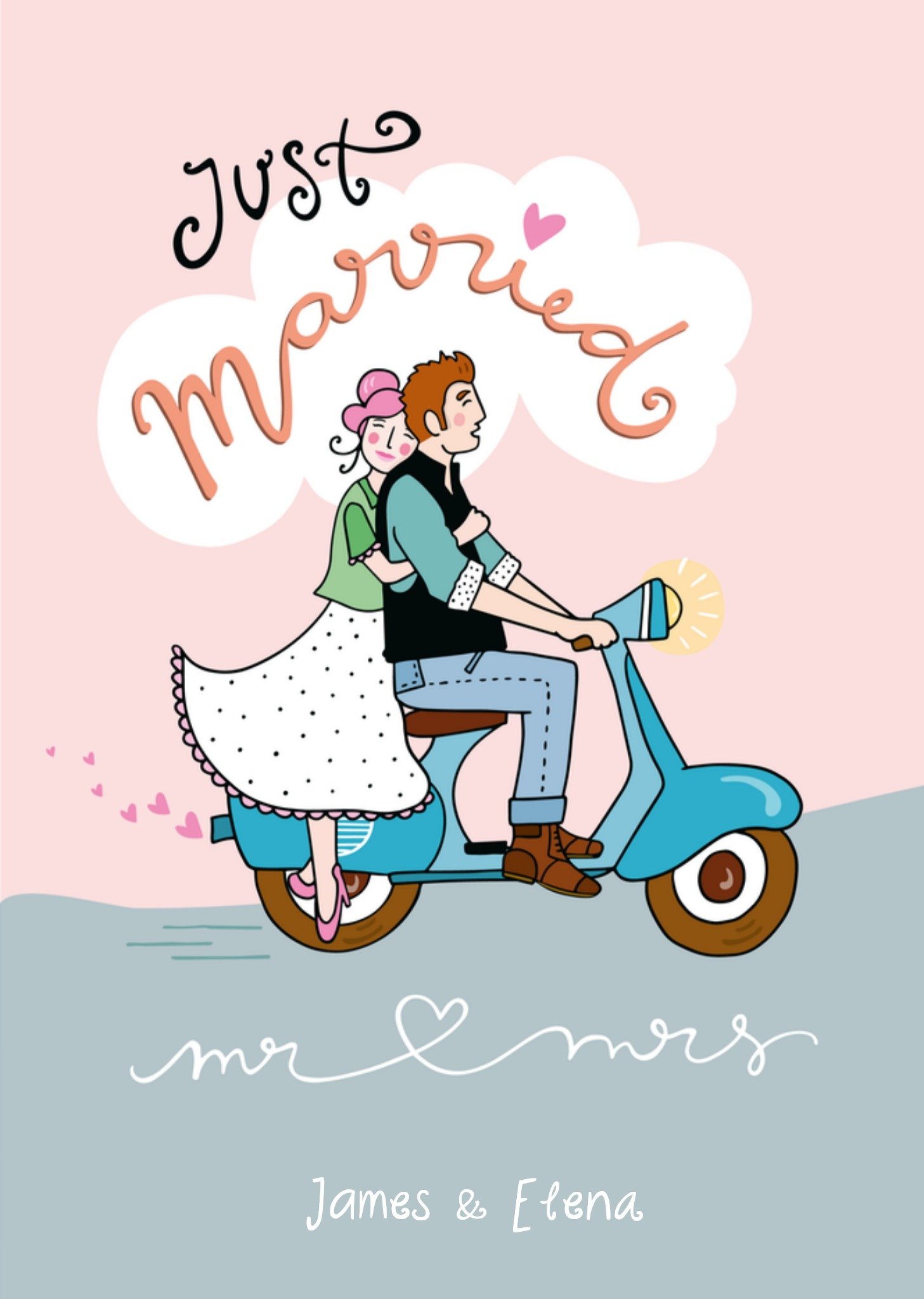 Huwelijkskaart Mr en Mrs Kaart Funny Side Up