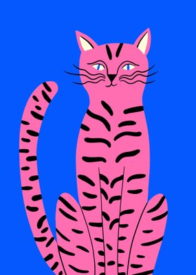 Greetz | Verjaardagskaart | kat | roze