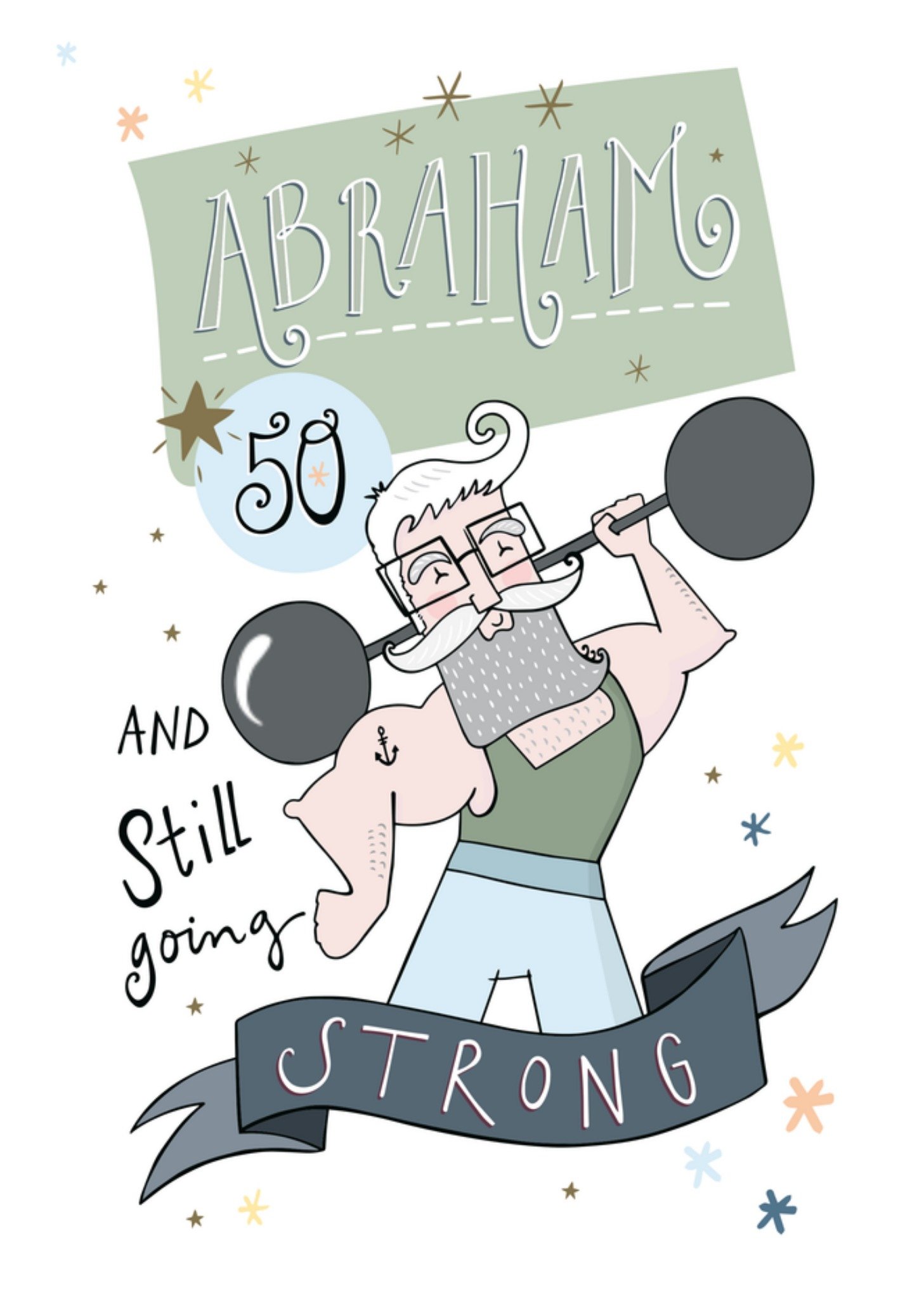 Verjaardagskaart abraham sterk Kaart Funny Side Up