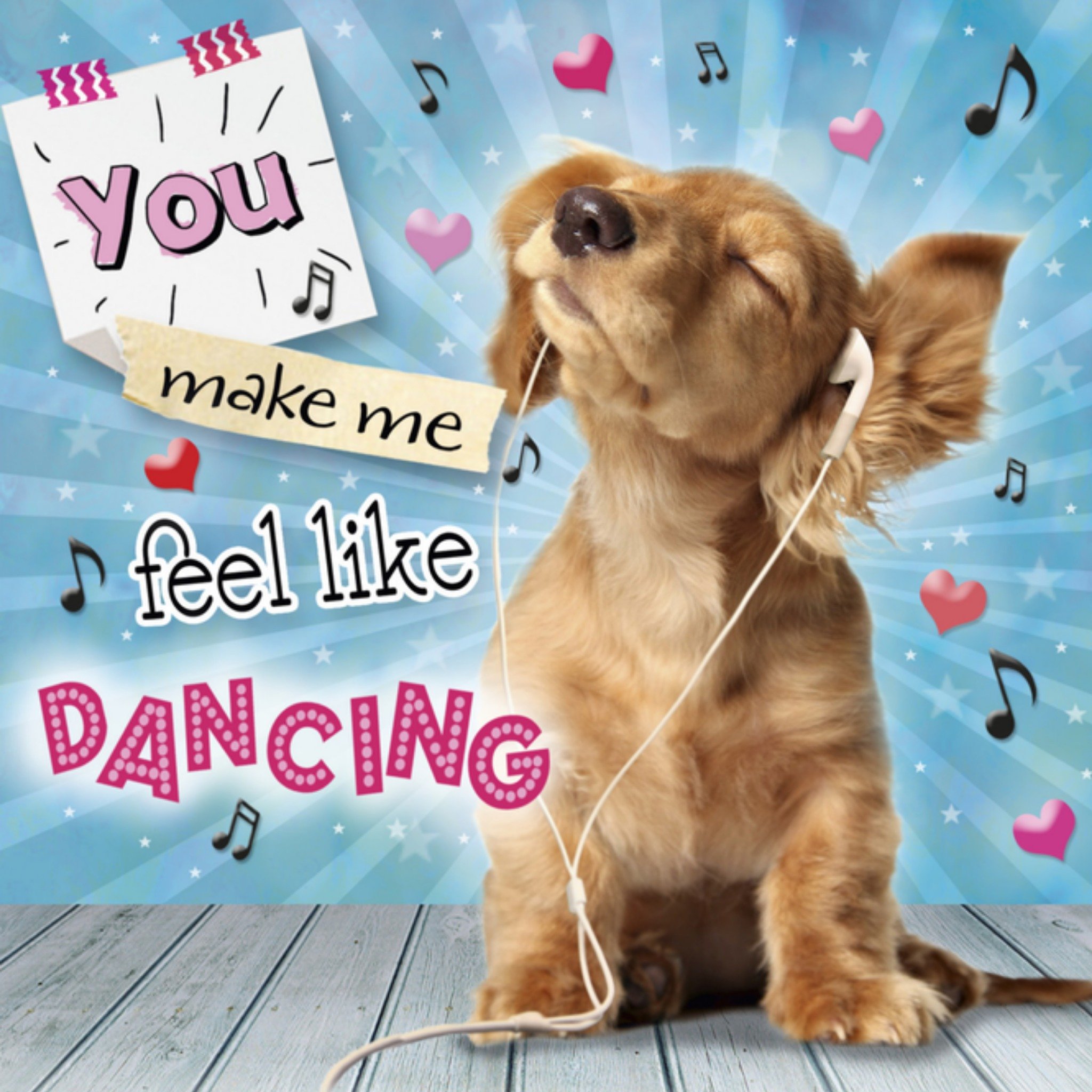 Liefdeskaart hondje muziek Vierkante Kaart TMS