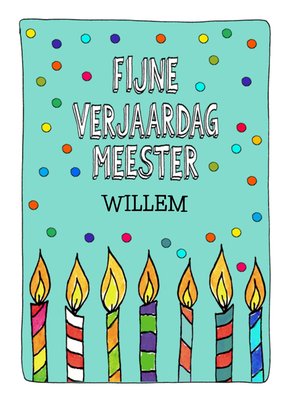 Geïllustreerde Kaarsen Meester Verjaardag Kaart