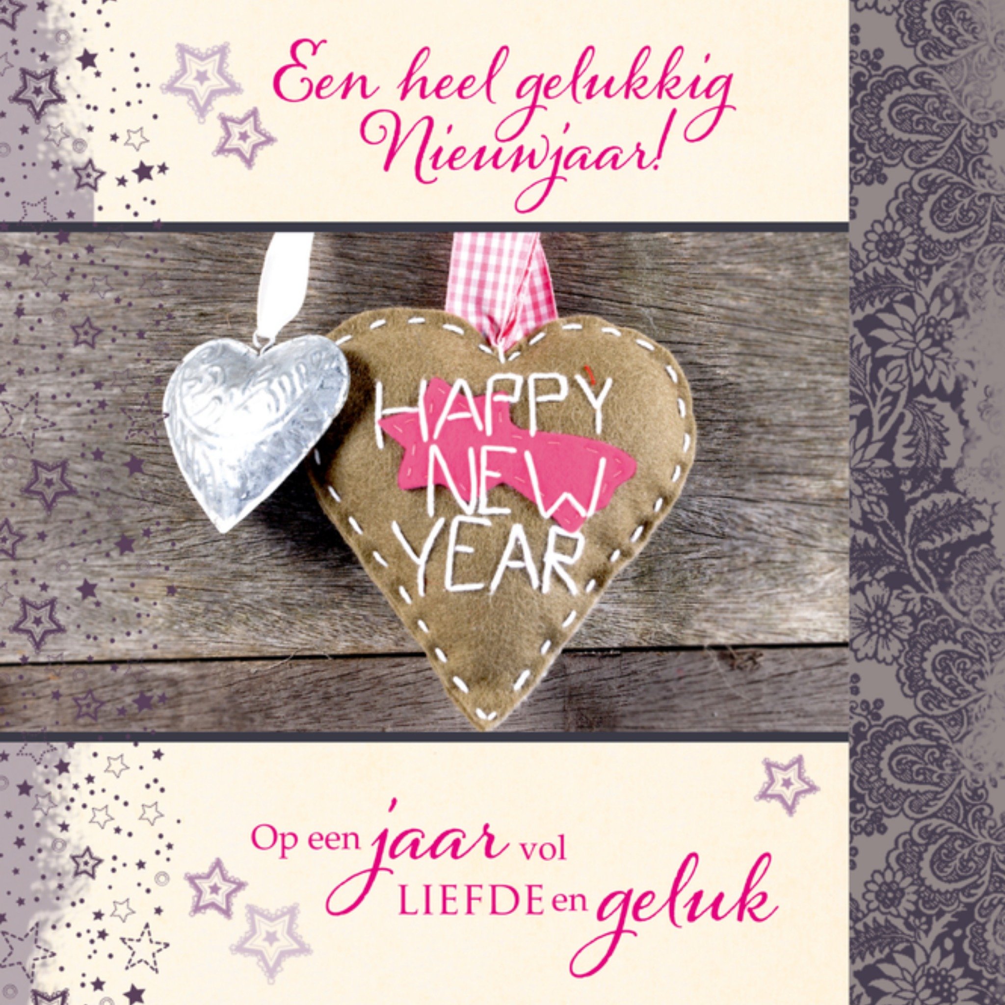 Nieuwjaarskaart liefde en geluk Vierkante Kaart Paperclip