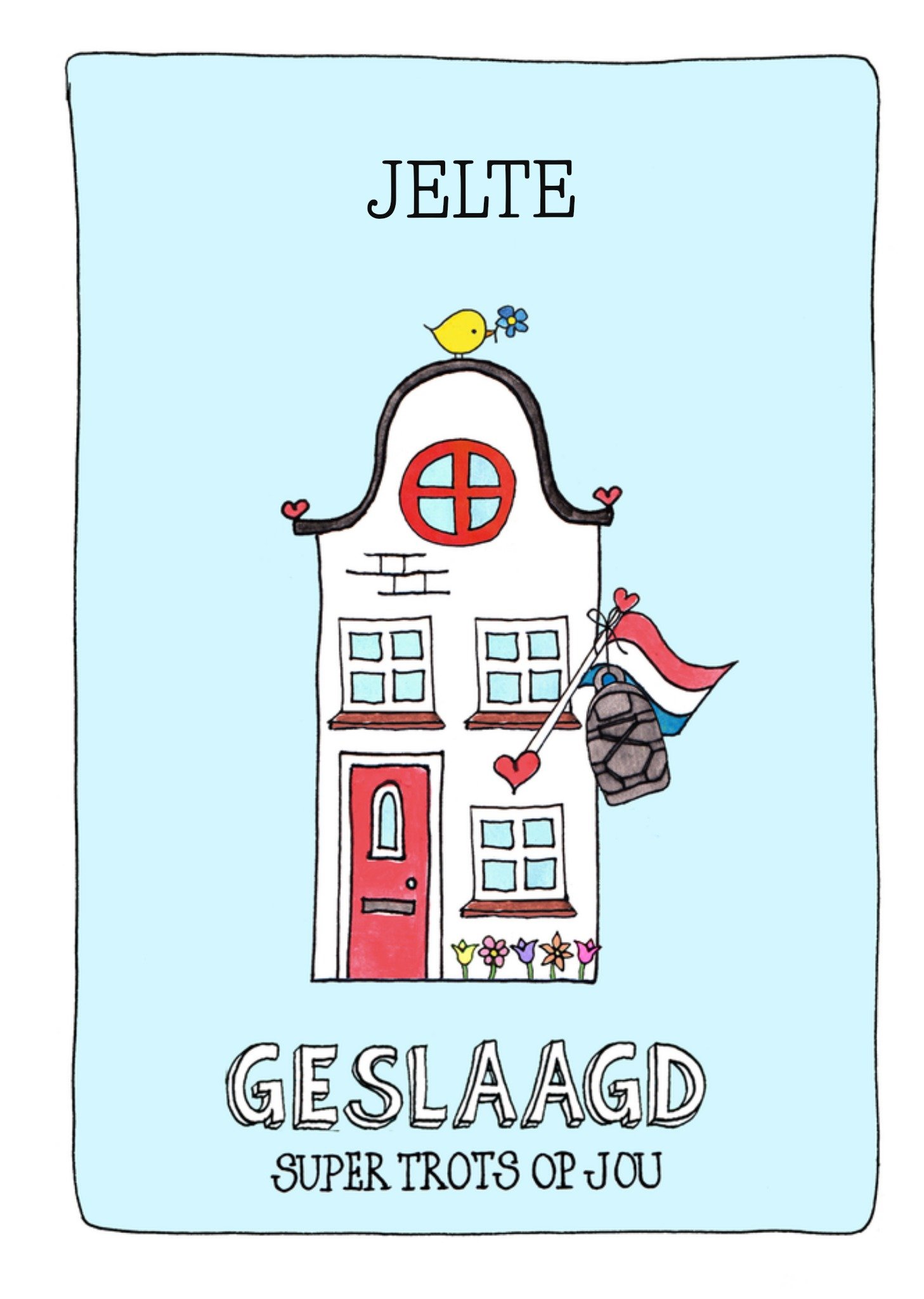 Geslaagdkaart Geslaagd Super trots op jou Aanpasbaar tekst Kaart Sandysign