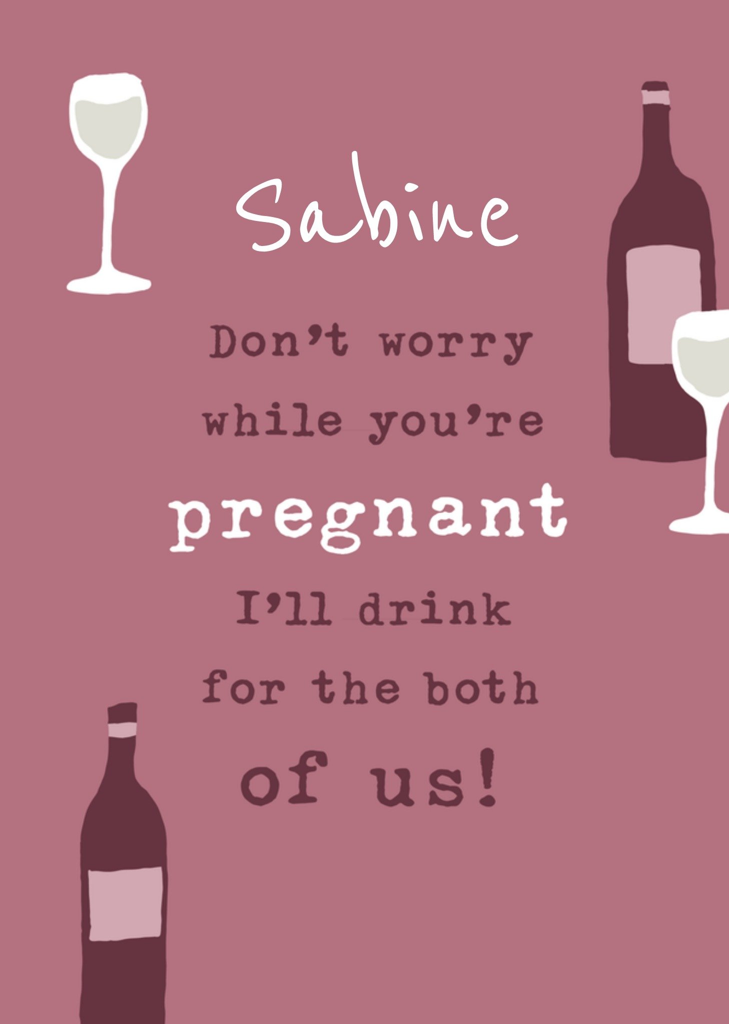 Zwangerschapskaart wijn met naam Kaart Greetz
