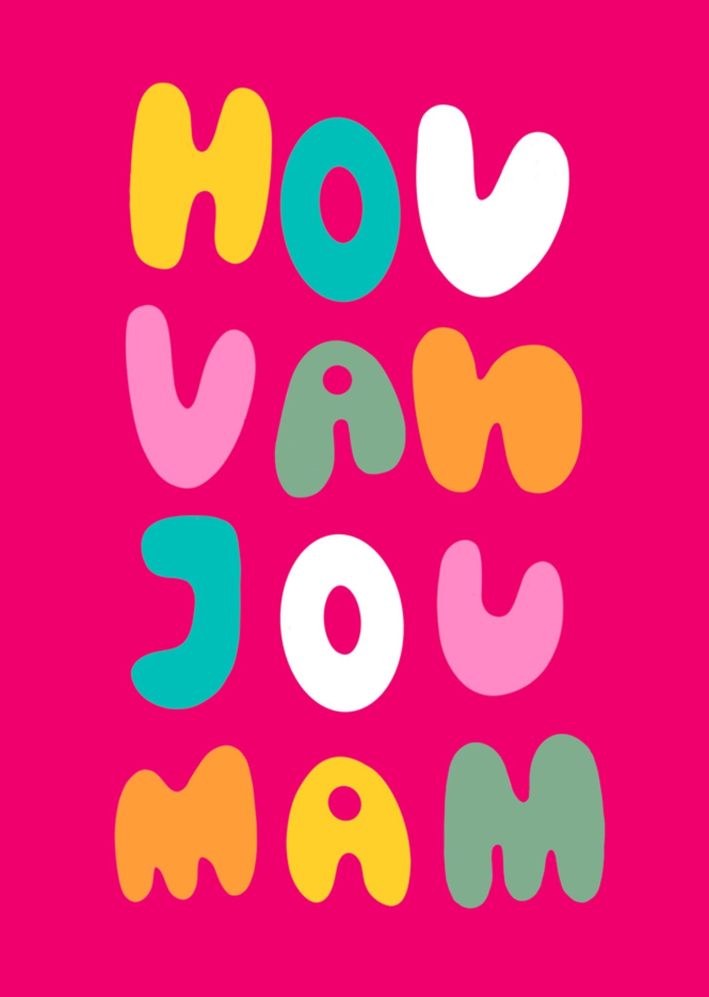 Moederdagkaart Hou van jou mam Leuk en gedurfd typografische kaart Kaart Greetz