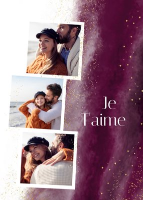 Je T'aime Gouden Hartjes Collage Liefde Kaart