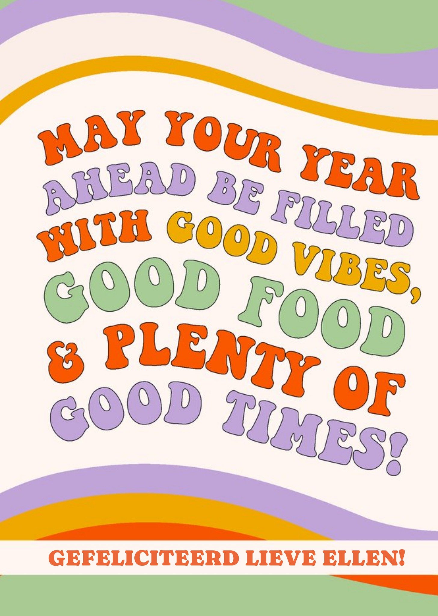 Verjaardagskaart Good vibes, good food and good times Kaart Greetz