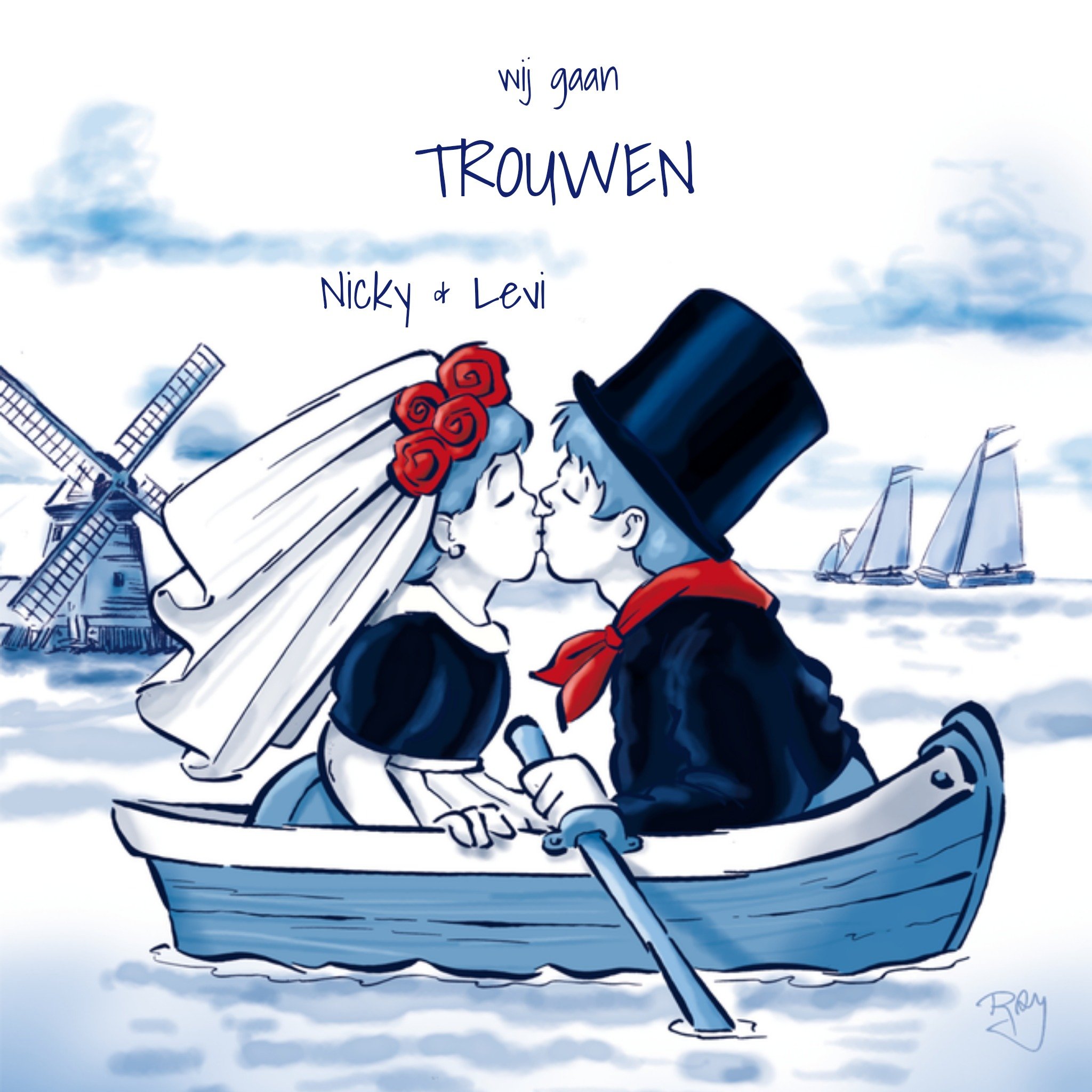 Huwelijk uitnodiging Wij gaan trouwen Vierkante Kaart Old Dutch