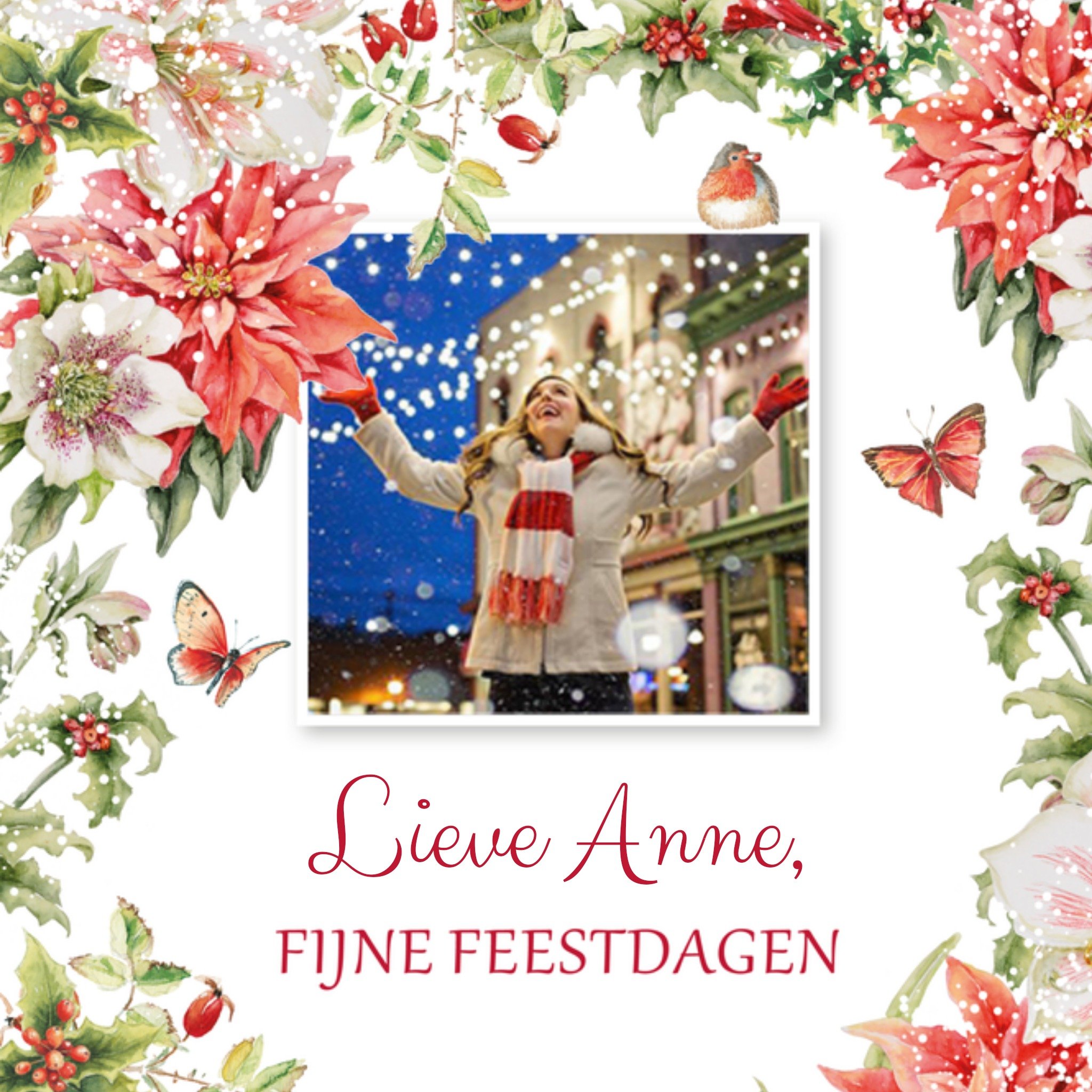 Kerstkaart met naam en foto Janneke Brinkman