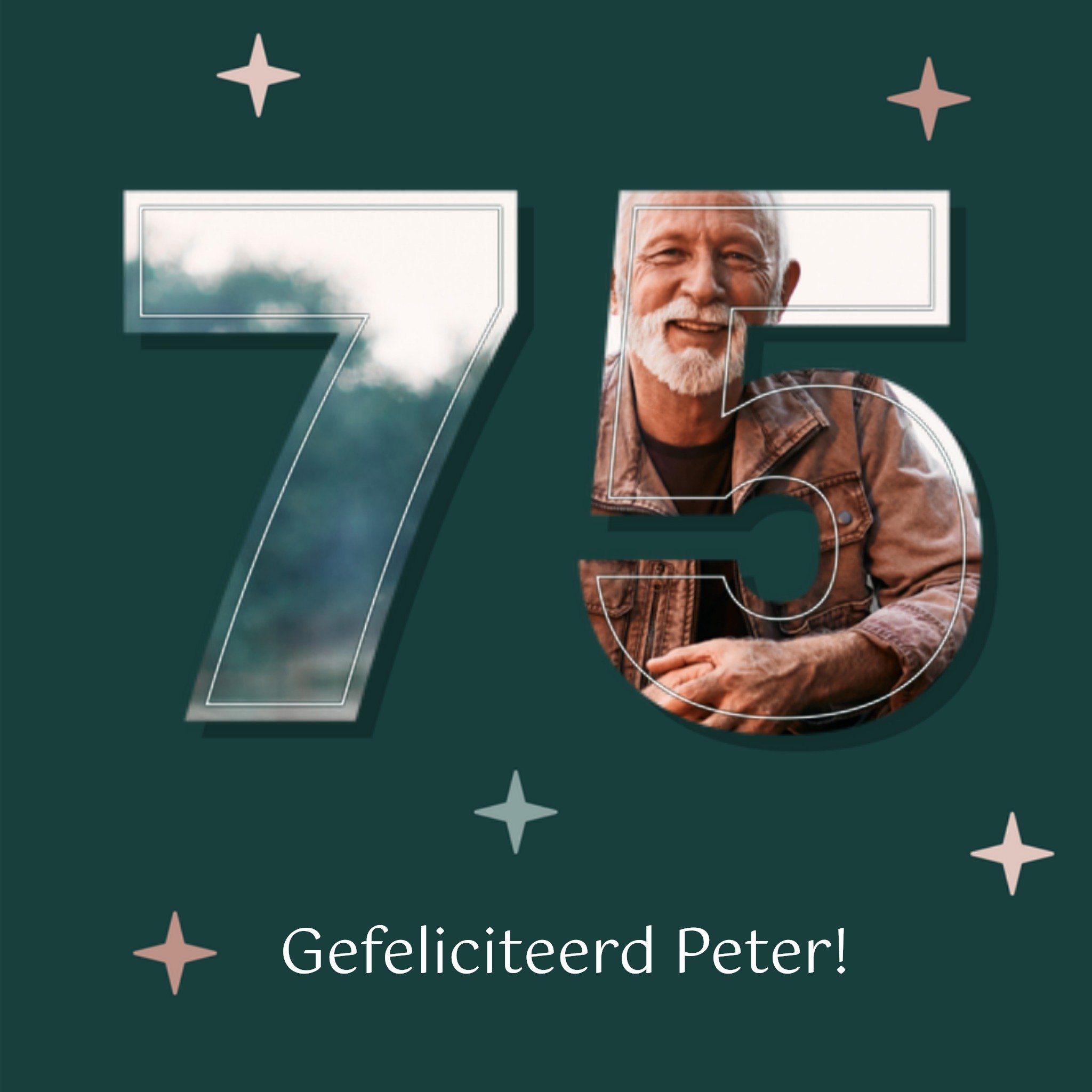 Greetz Verjaardagskaart 75 jaar fotokaart Vierkant