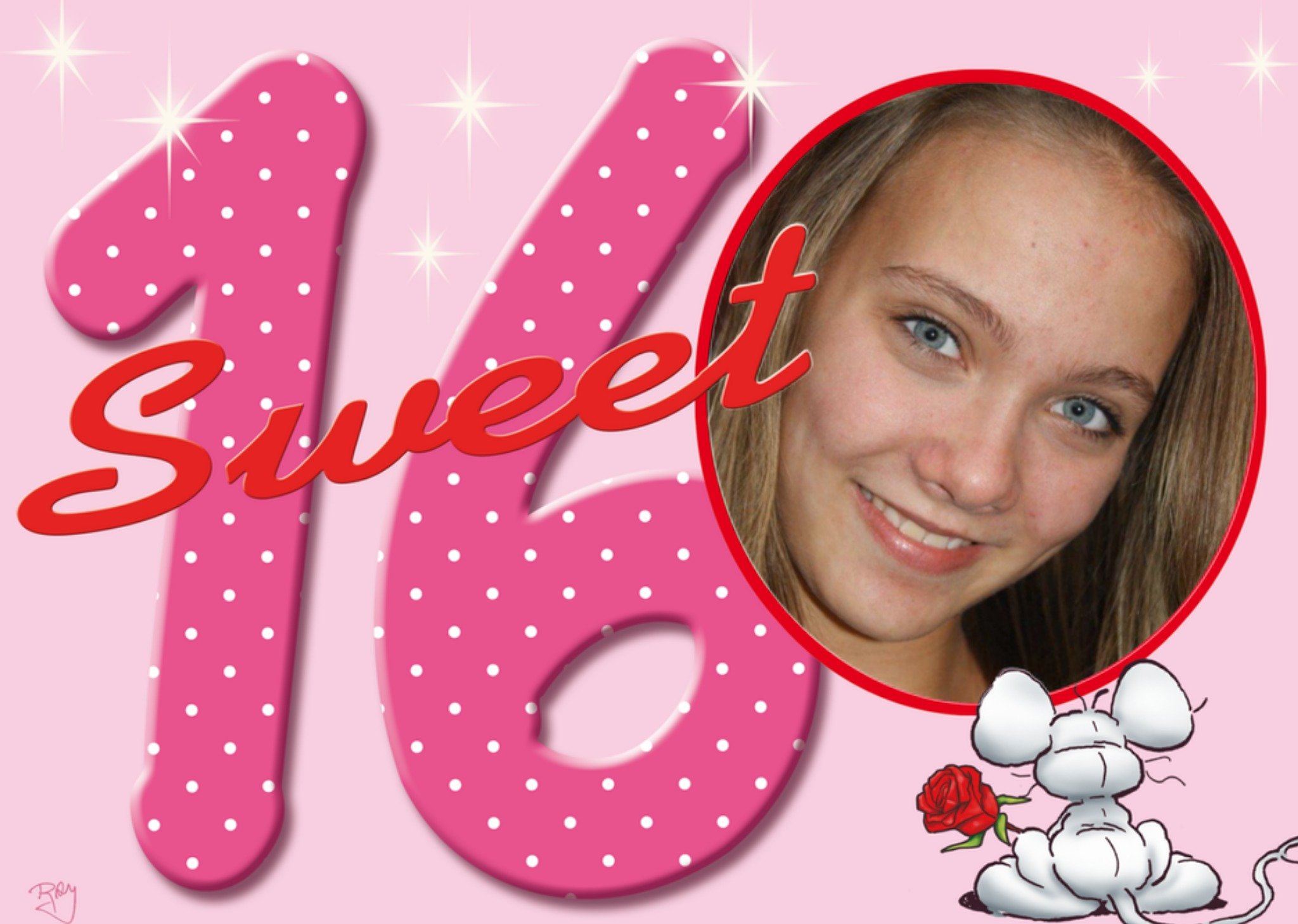 Verjaardagskaart foto 16 jaar Kaart Doodles