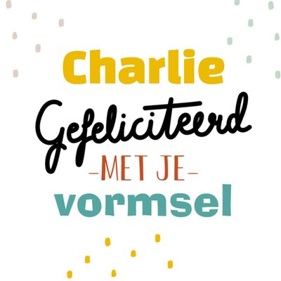 Confetti Typografisch Vormsel Kaart