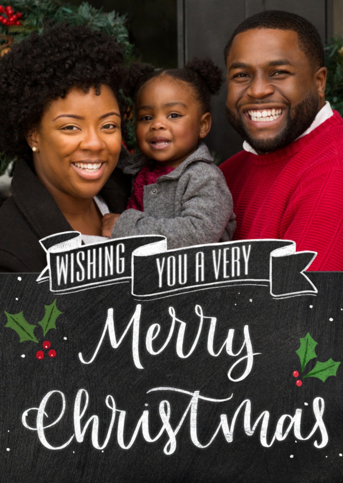 Kerstkaart fotokaart met naam Greetz