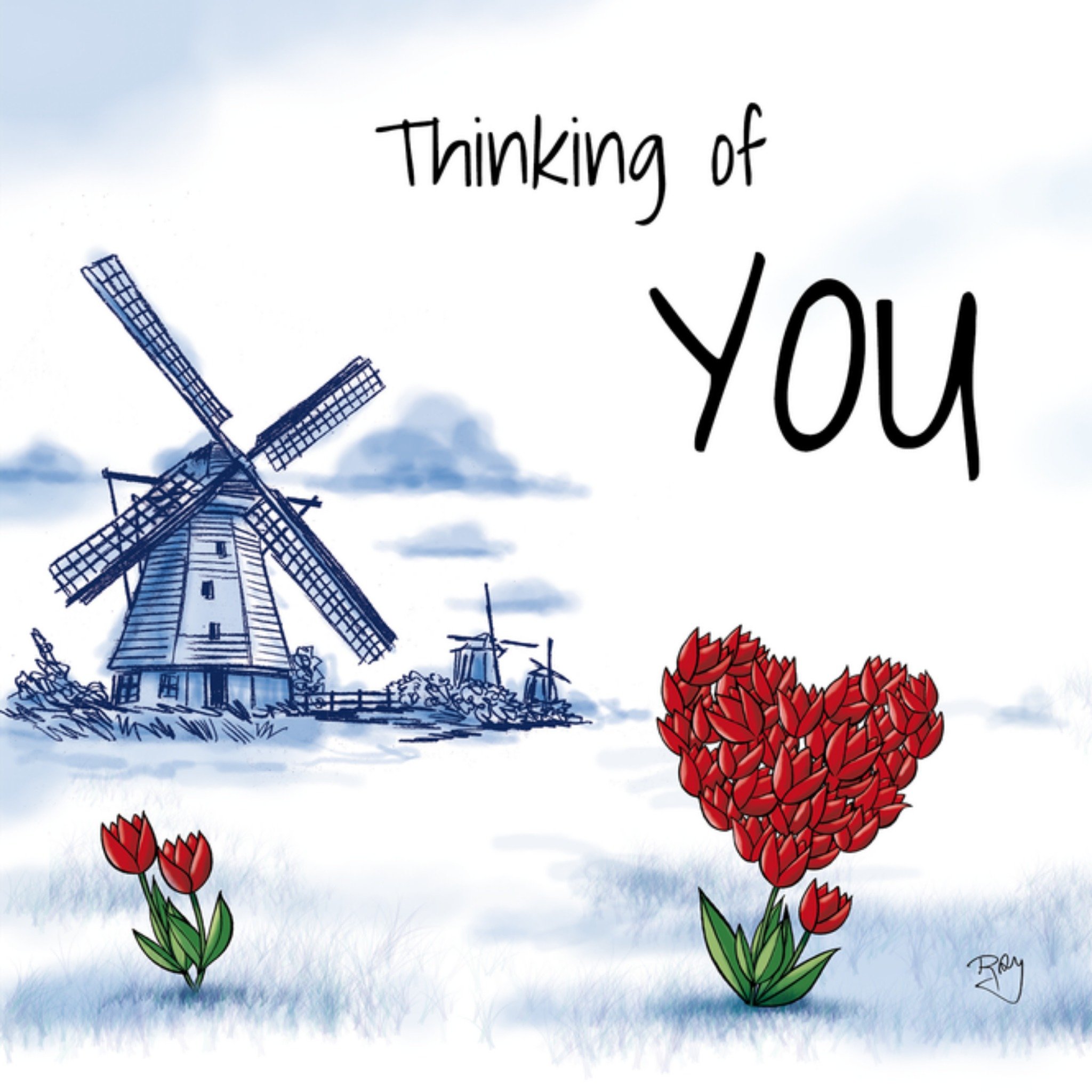 Denken aan kaart Thinking of you Vierkante Kaart Doodles