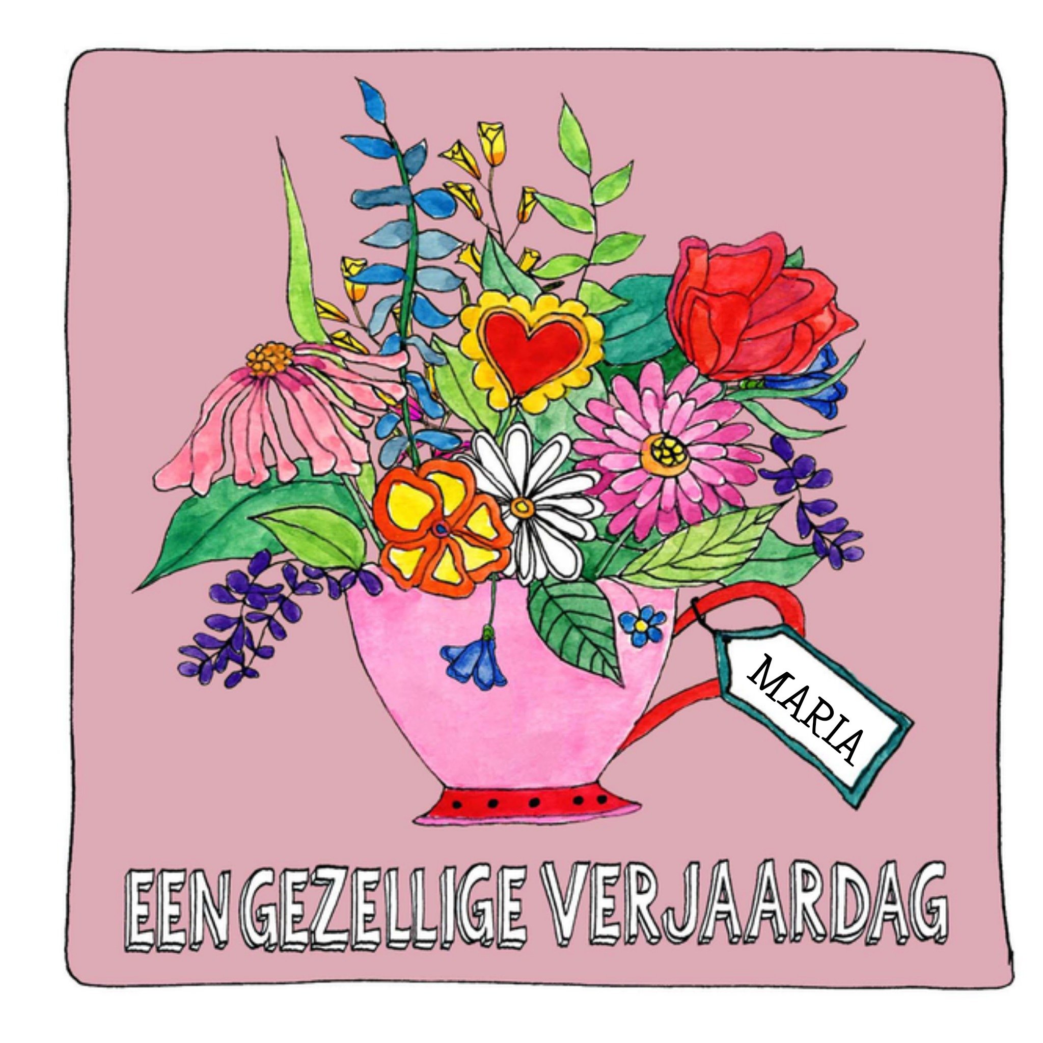 Verjaardagskaart Bloemen Gezellig Vierkante Kaart Sandysign