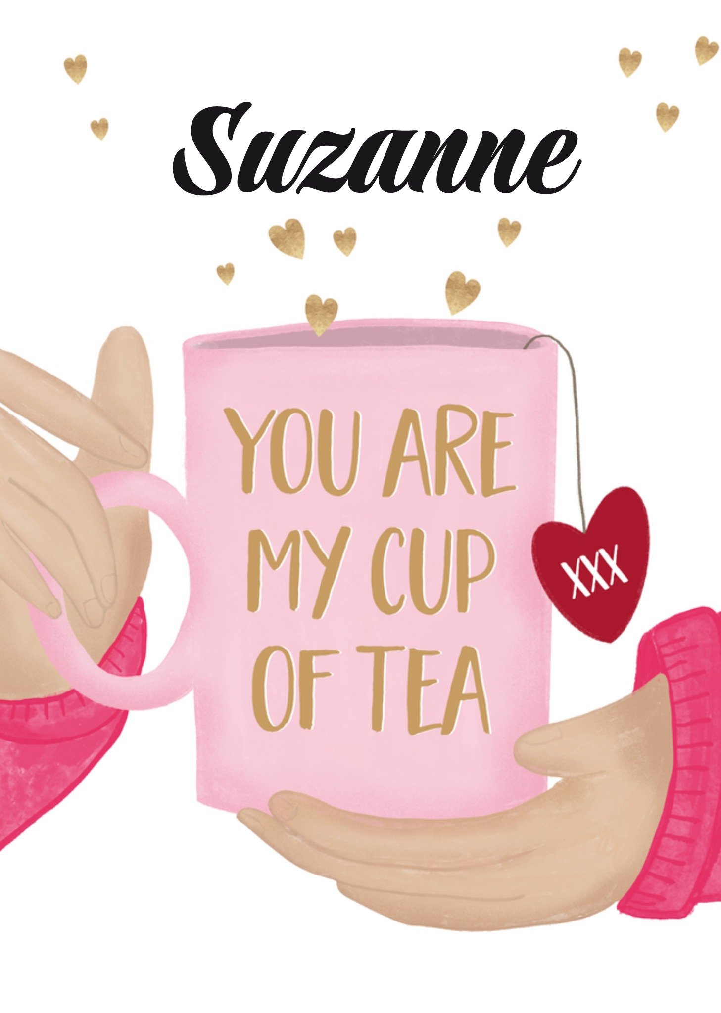 Valentijnskaart met naam theekop Tsjip
