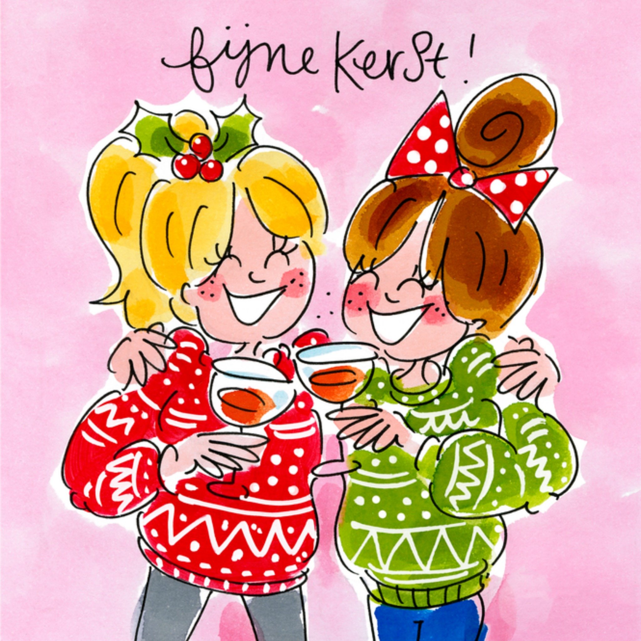 Blond Amsterdam Kerstkaart Proost Vriendin Vierkant