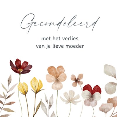 Gecondoleerd Met Het Verlies Van Je Moeder Geïllustreerde Bloemen Kaart