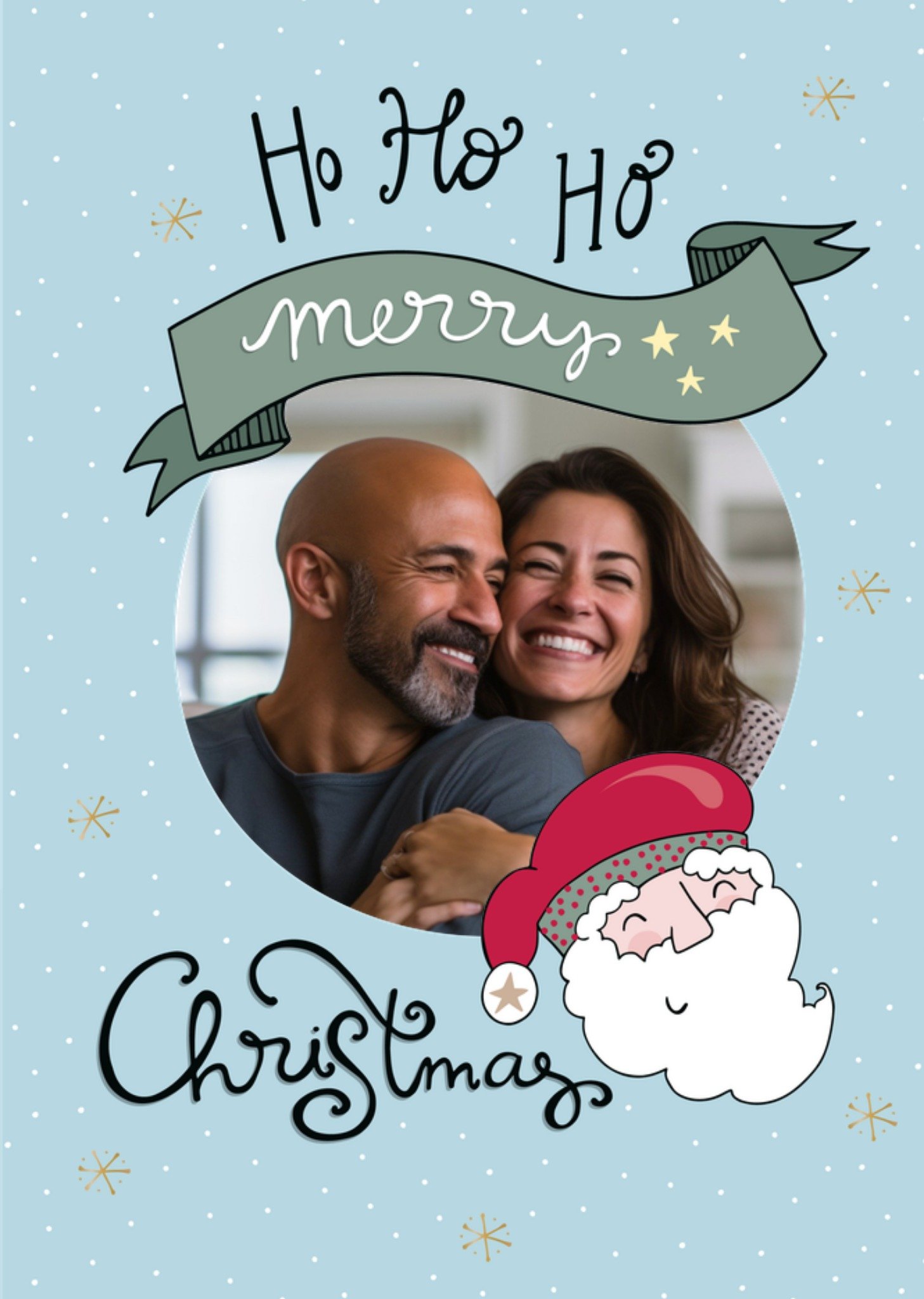 Kerstkaart Met foto Santa Funny Side Up