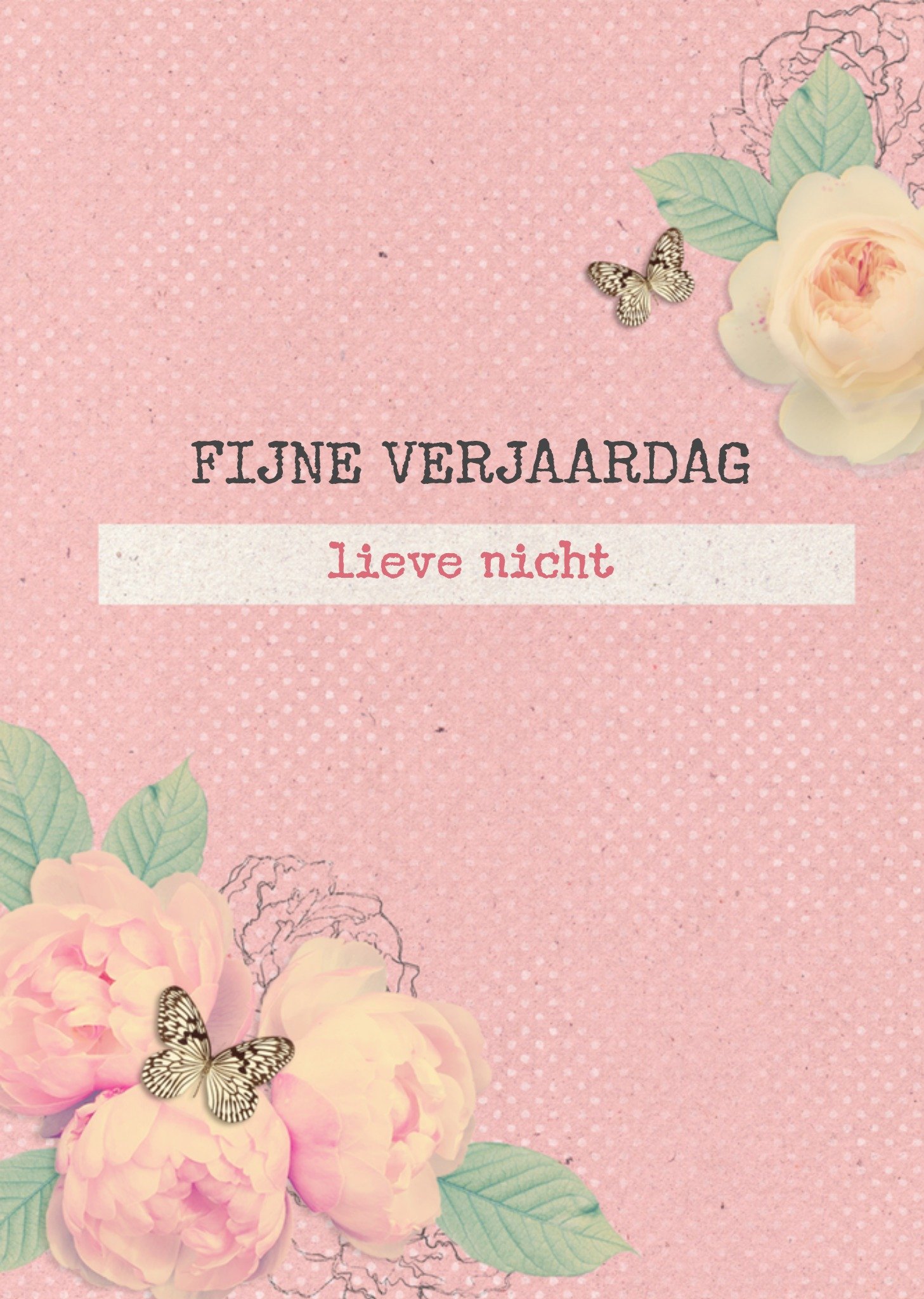 Verjaardag Bloemen Roze Kaart Greetz