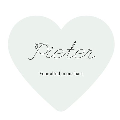 Voor Altijd In Ons Hart Typografische Hartvorm Condoleance Kaart