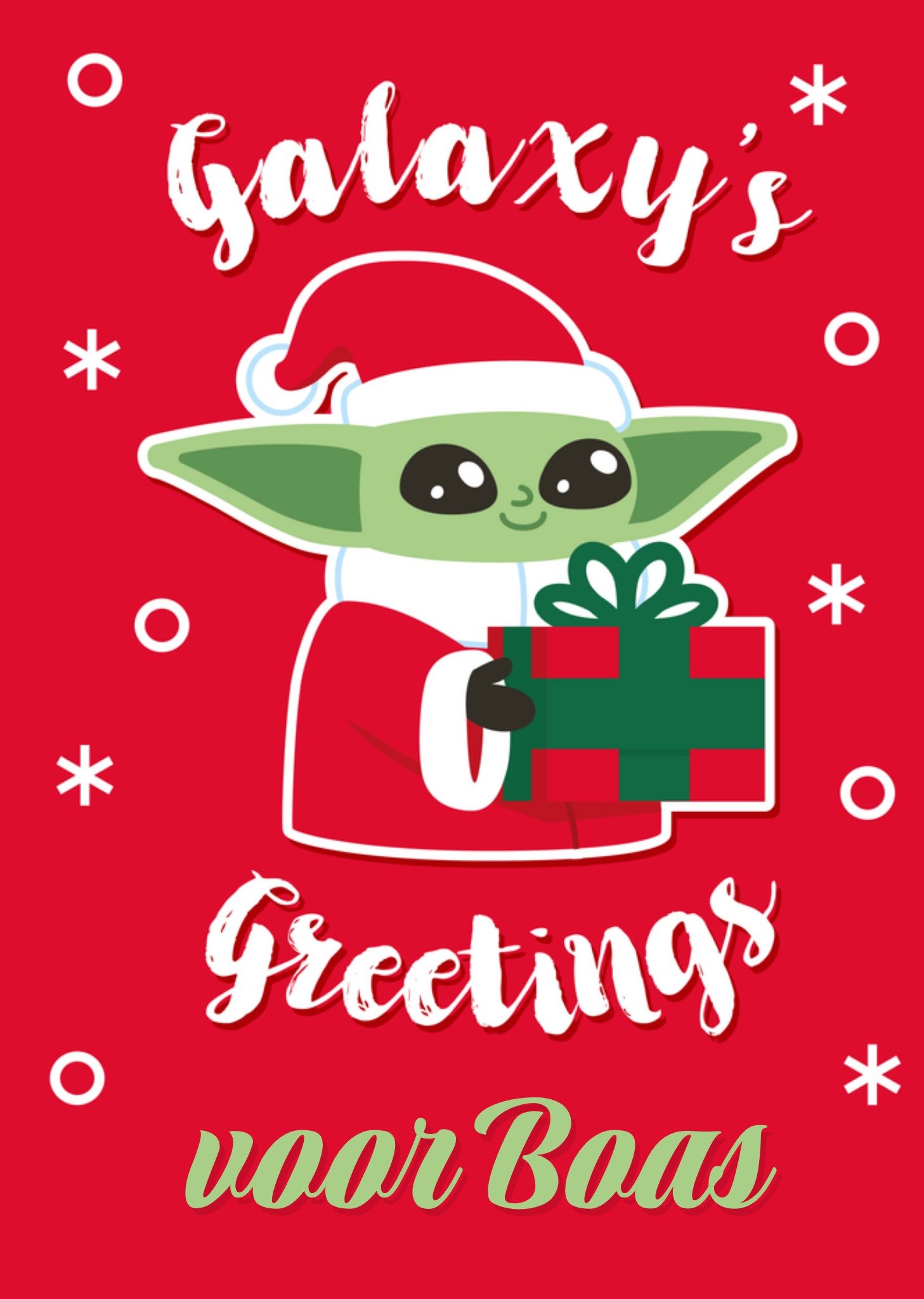 Kerstkaart Yoda met naam Star Wars