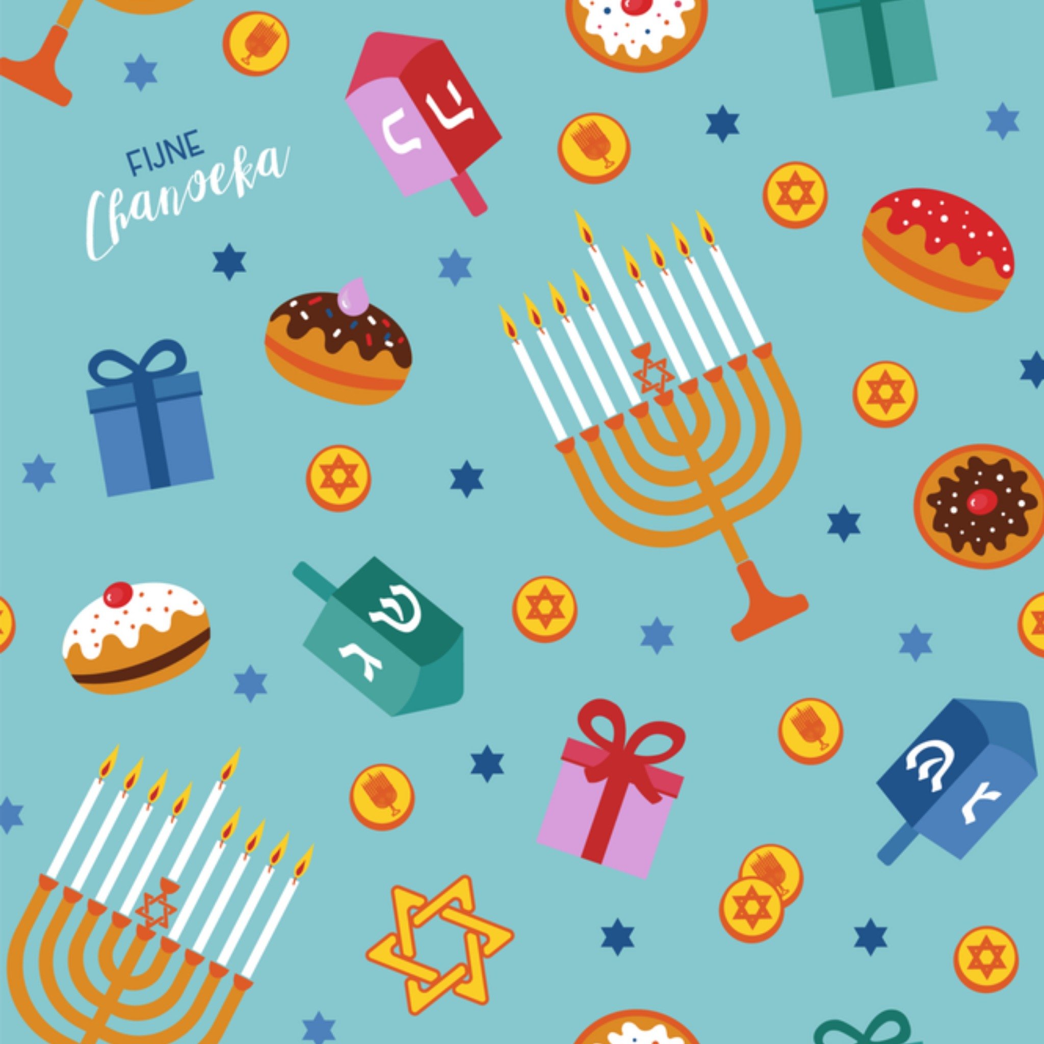 Chanoeka kaart Illustratie Vierkante Kaart Paperclip