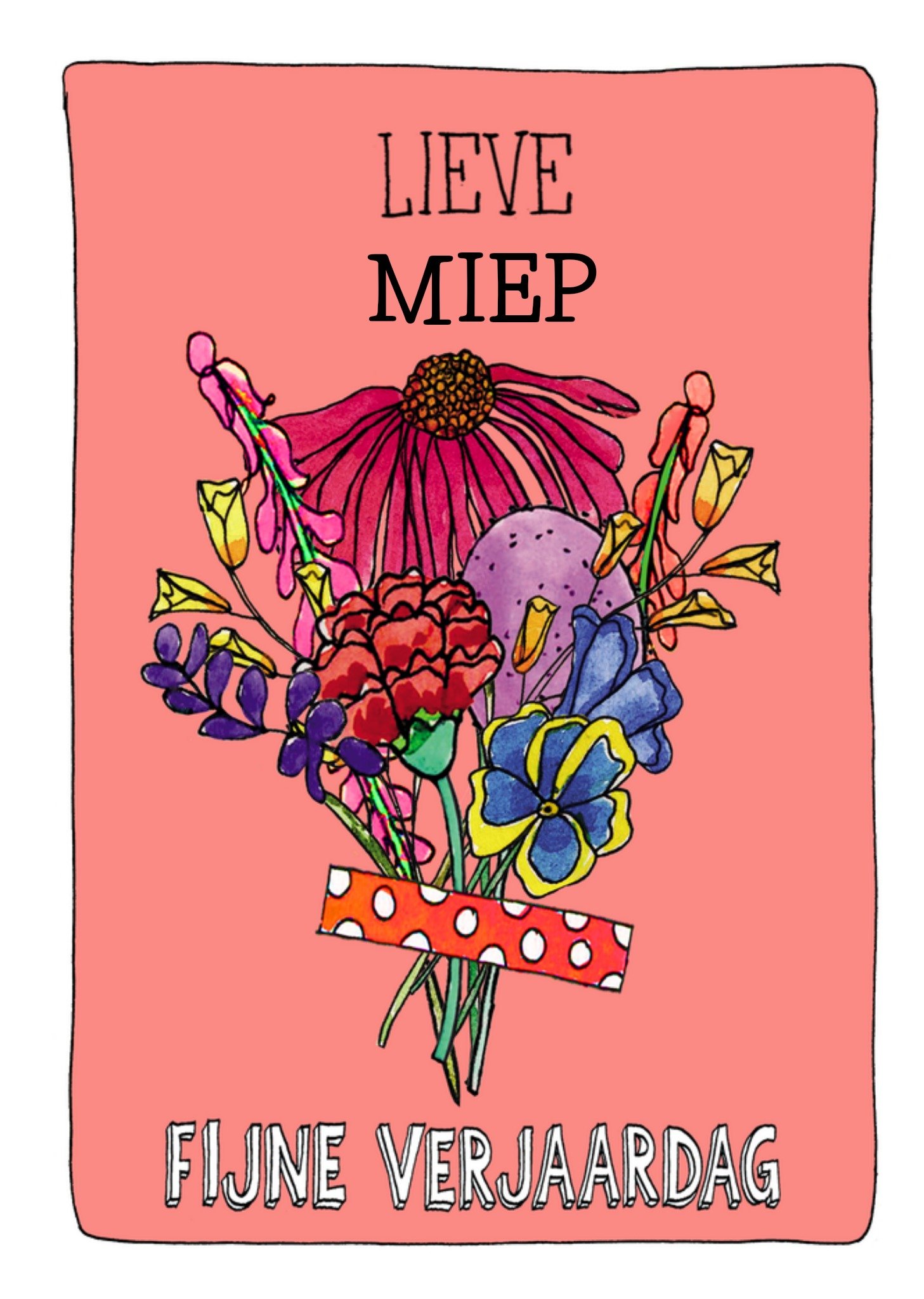 Verjaardagskaart Bloemen Met naam Kaart Sandysign