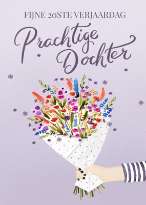 Prachtige Dochter Geïllustreerd Boeket 20e Verjaardag Kaart
