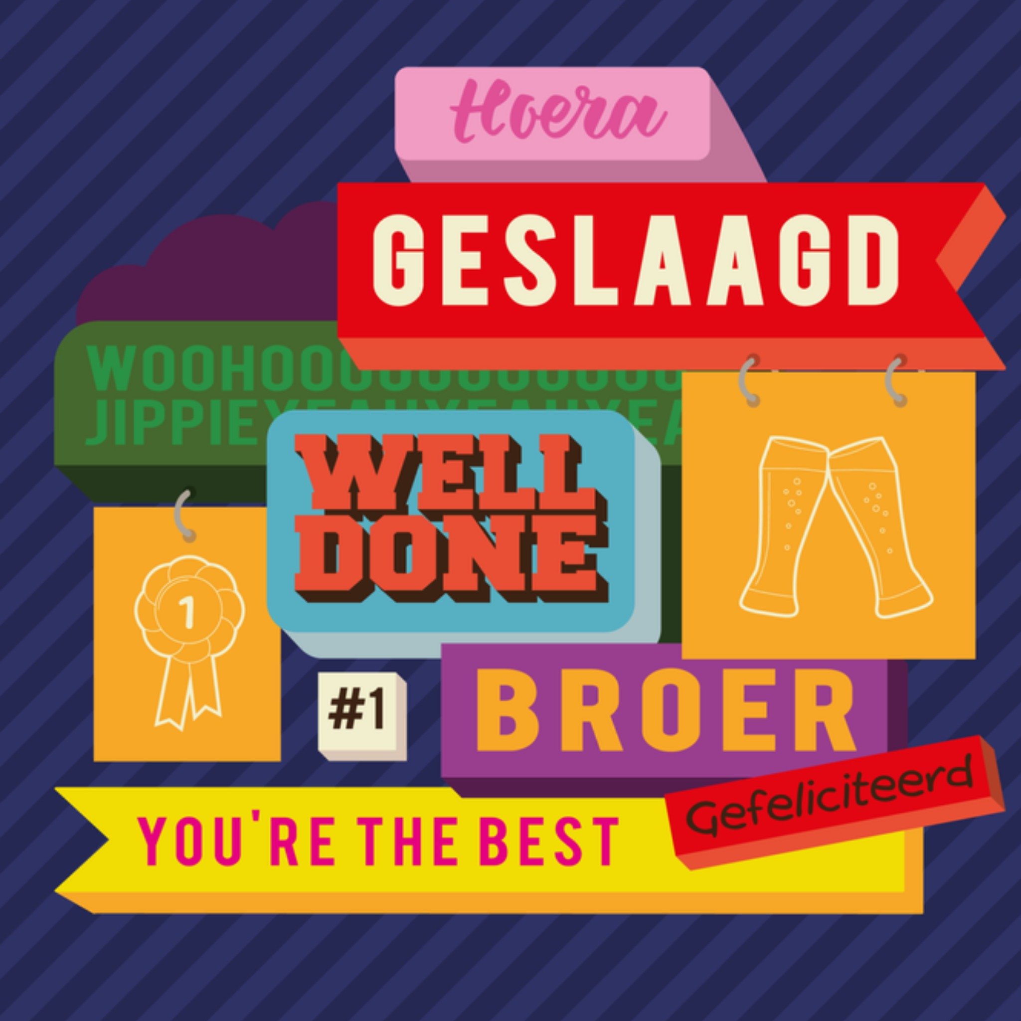 Geslaagd kaart broer Vierkante Kaart Paperclip