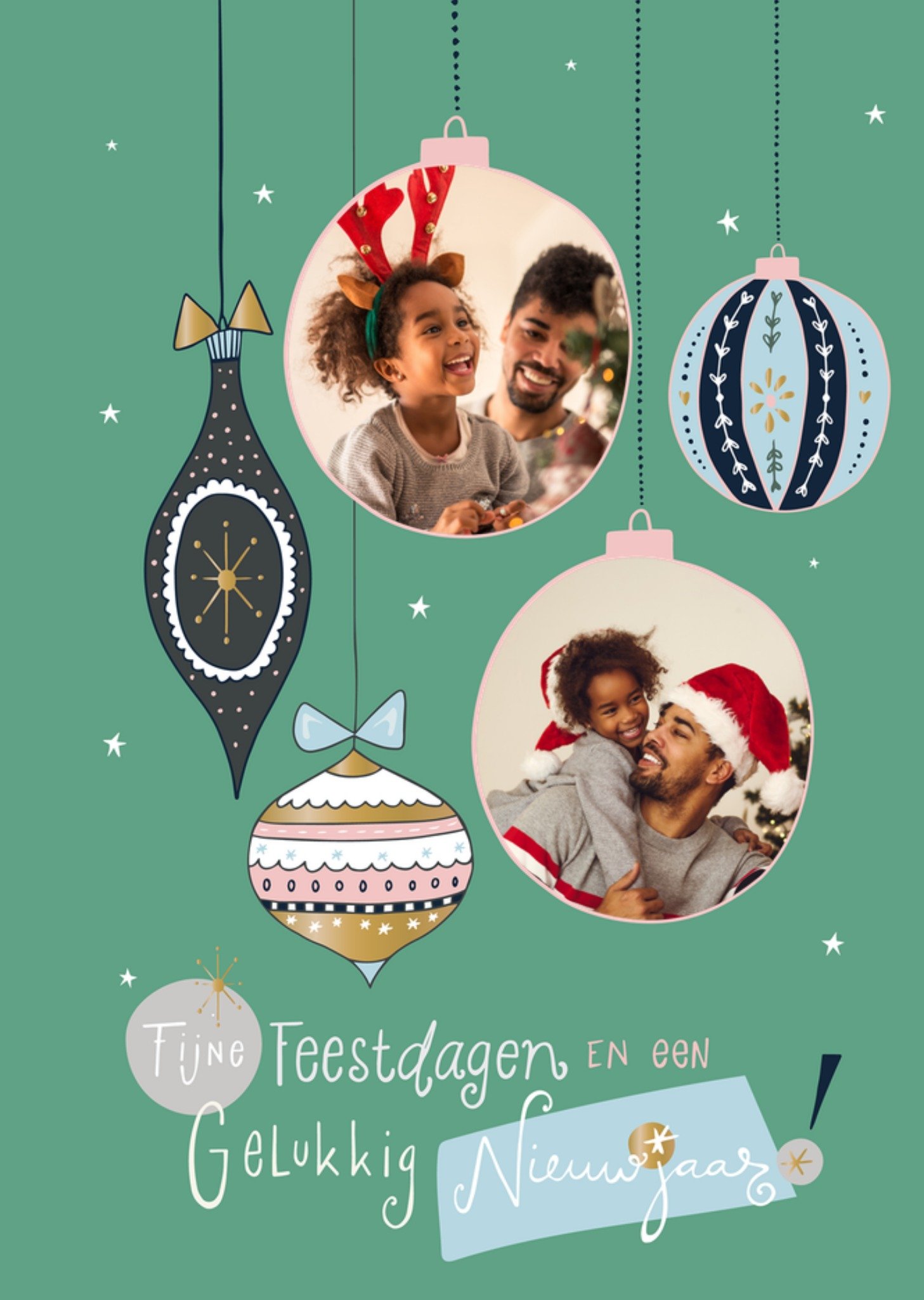 Kerstkaart Fijne Feestdagen En Een Gelukkig Nieuwjaar Met foto Funny Side Up