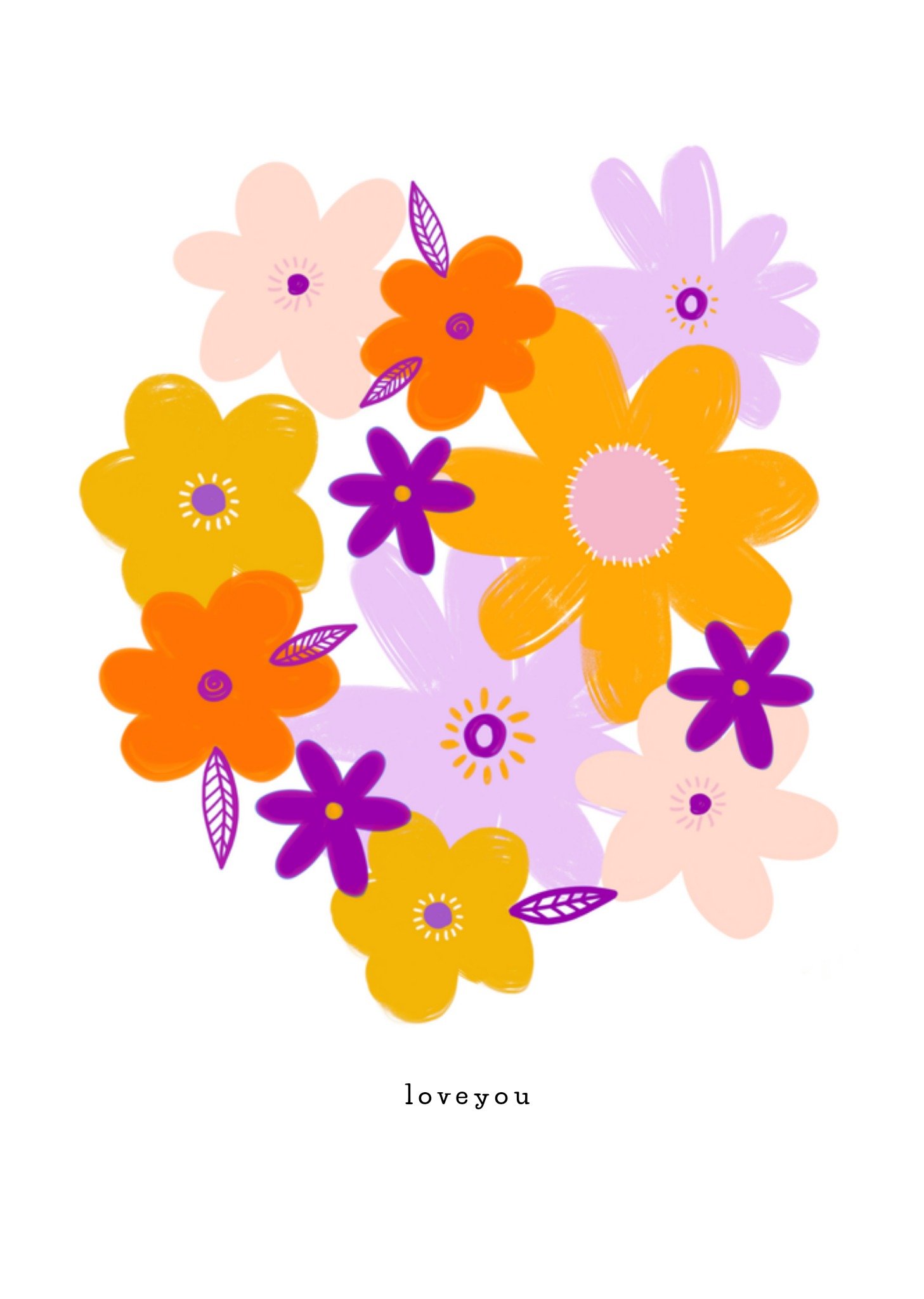 Liefde kaart Bloemen Illustratie Kaart Greetz