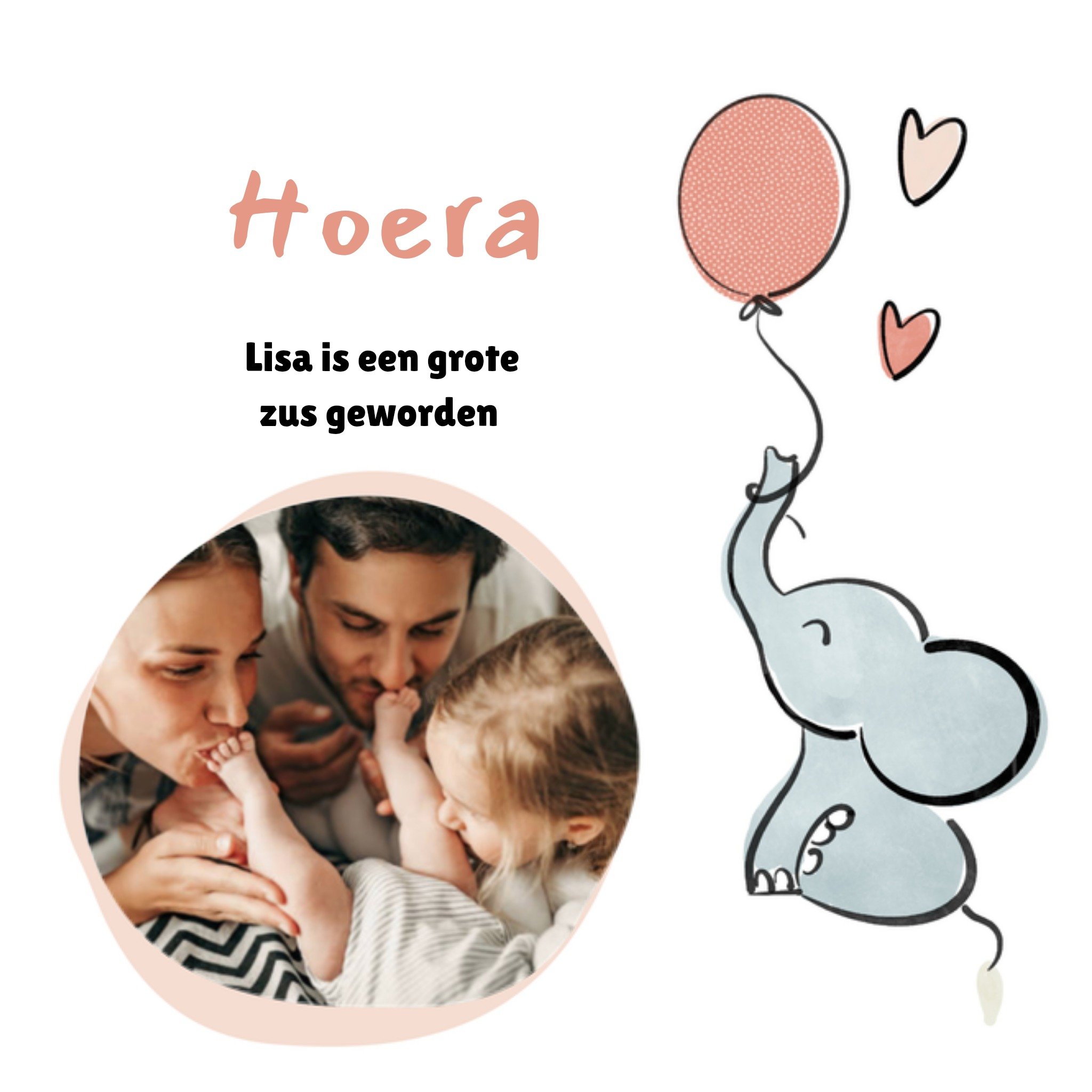 Greetz Geboortekaart Grote zus Vierkant