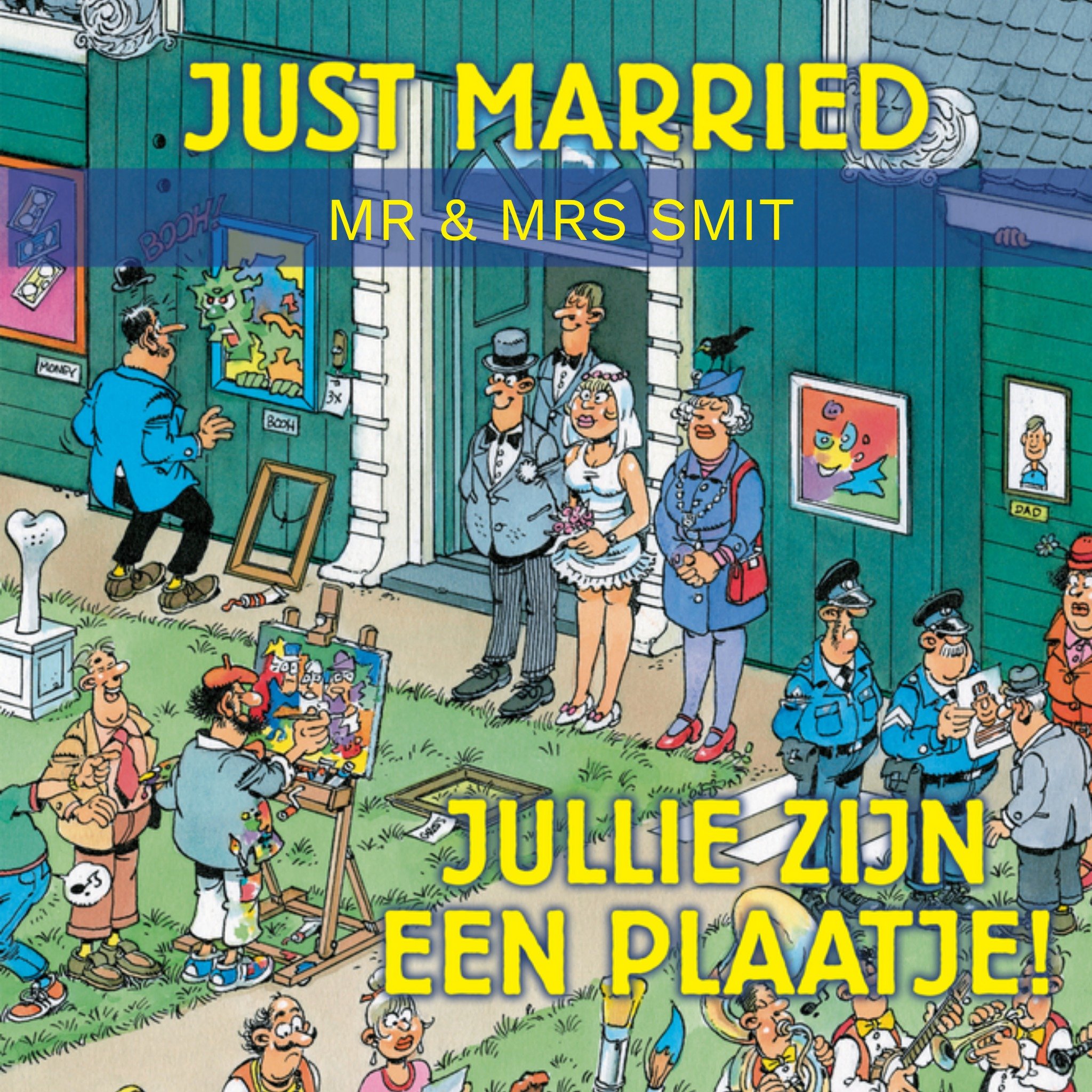 Jan van Haasteren - Huwelijkskaart - met naam