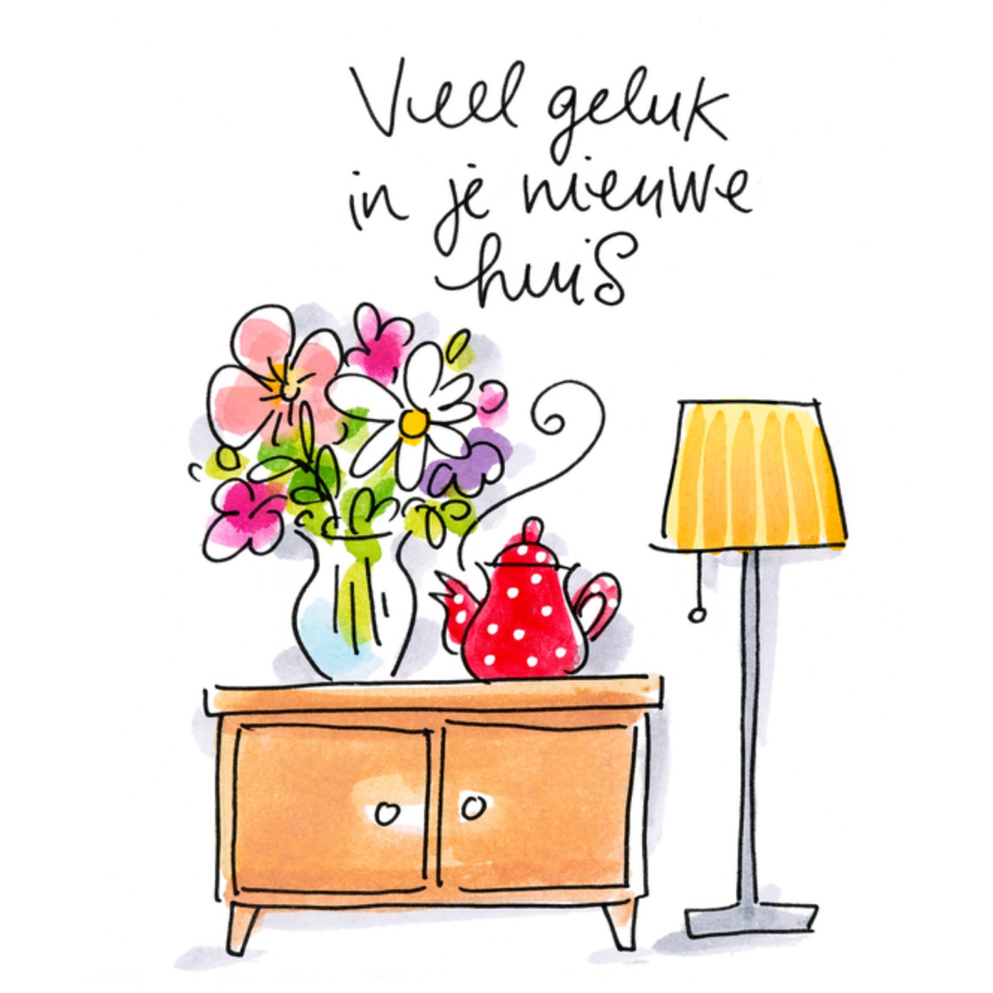 Nieuwe woning kaart Veel geluk Vierkante Kaart Blond Amsterdam