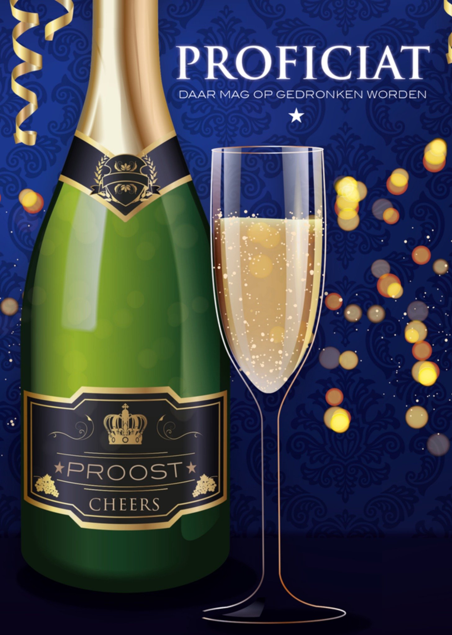 Verjaardagskaart champagne Kaart Paperclip