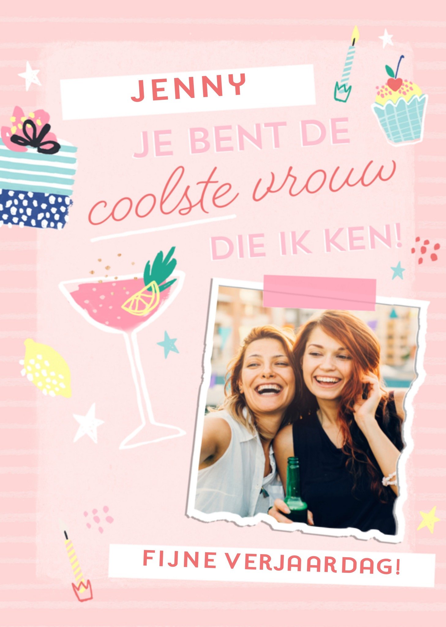 Verjaardagskaart foto met naam Kaart Studio Sundae