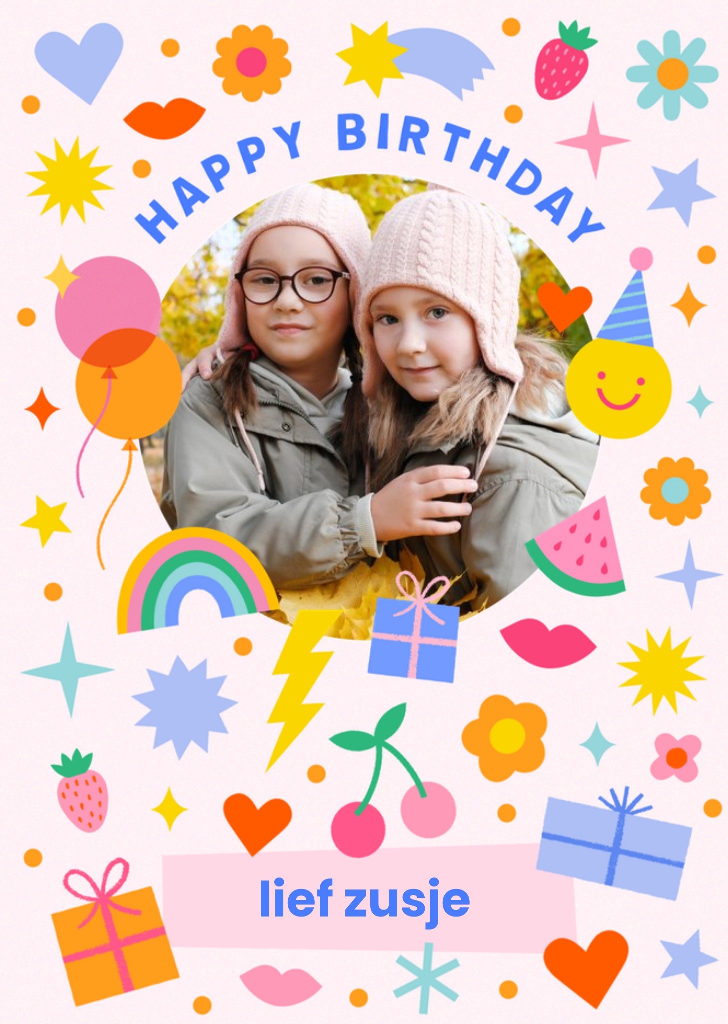 Verjaardagskaart Illustraties Lief zusje Kaart Greetz