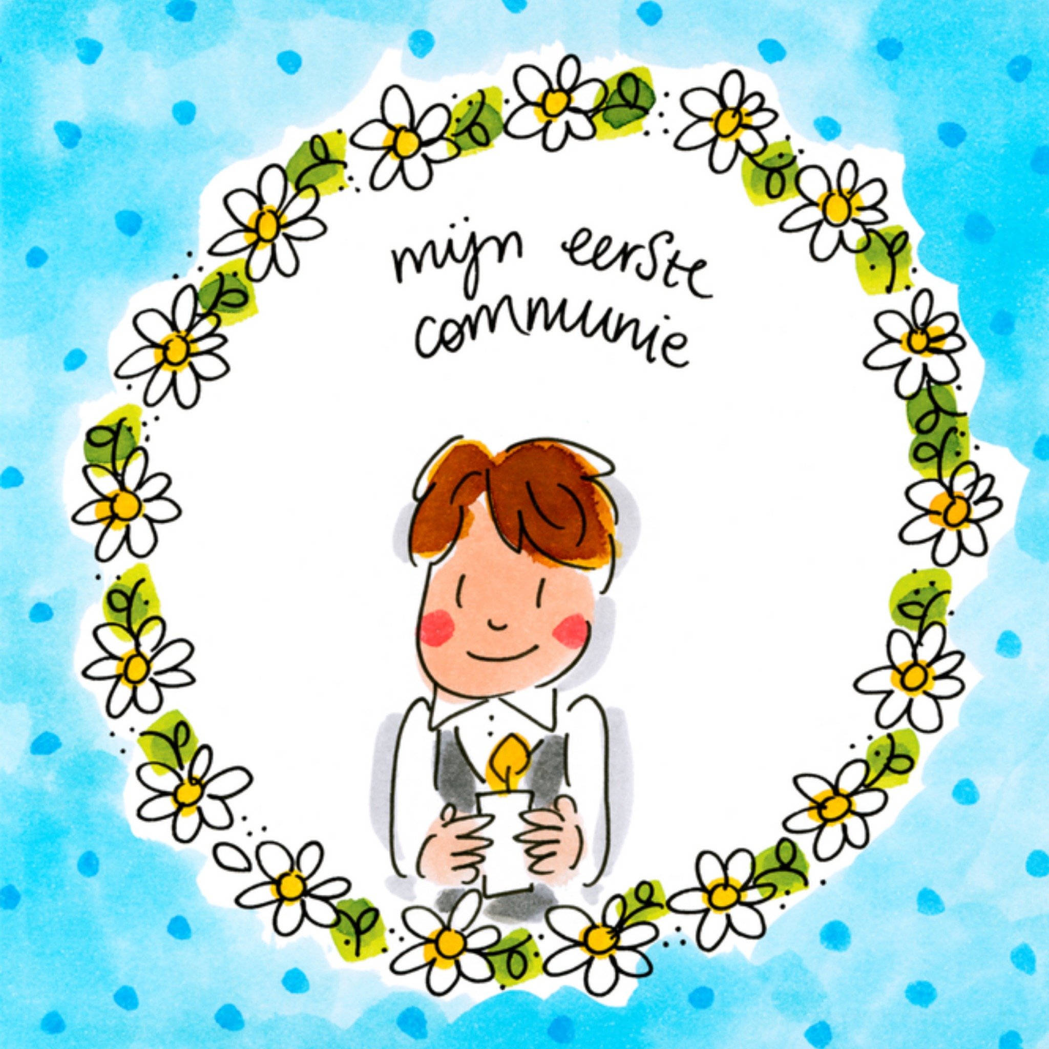 Communie kaart illustratie Vierkante Kaart Blond Amsterdam