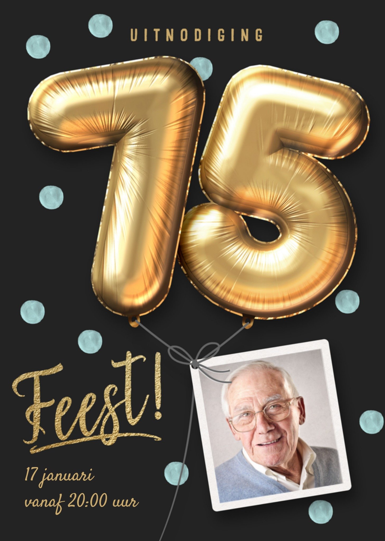 Uitnodiging Verjaardagsfeest 75 jaar Kaart Luckz