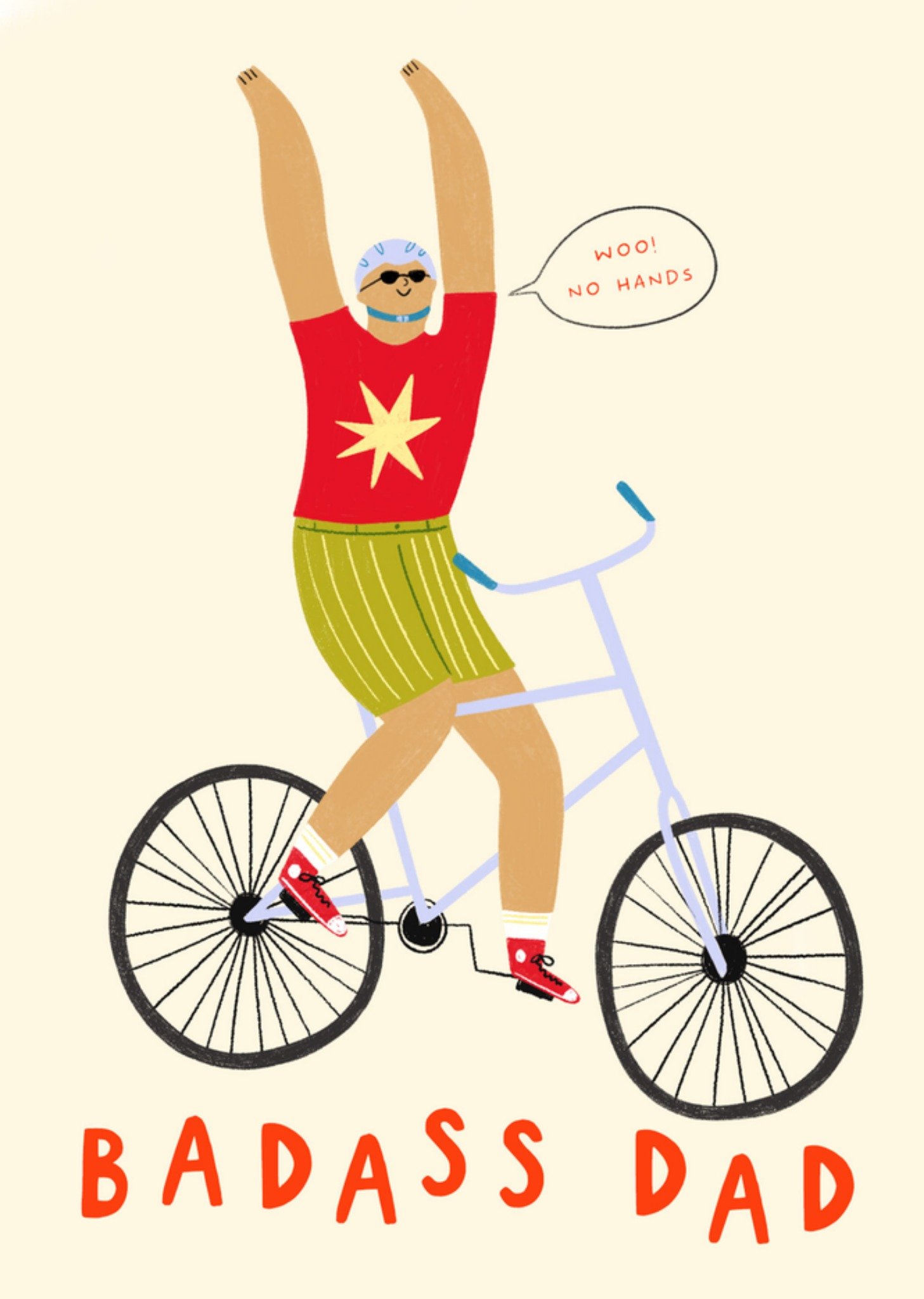 Badass Dad Grappige Geïllustreerde Fietser Vaderdagkaart Greetz
