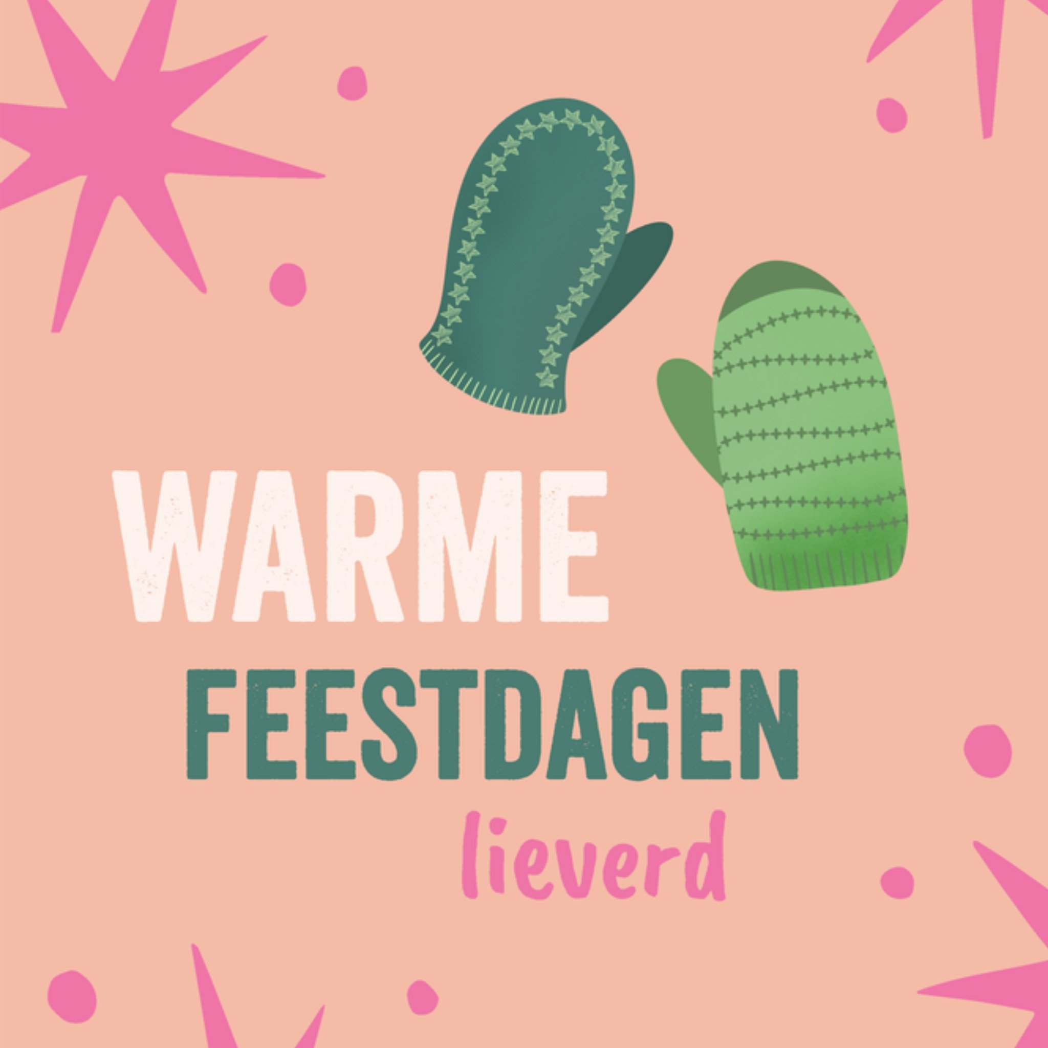 Greetz Kerstkaart Warme feestdagen Wanten Vierkant