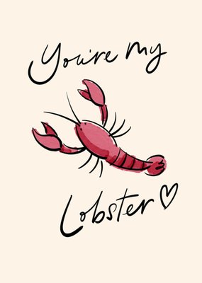 You're My Lobster Minimaal Geïllustreerde Kreeft Jubileum Kaart