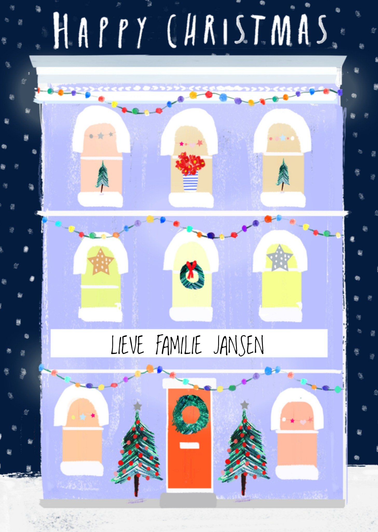 Kerstkaart huisje Greetz