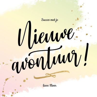 Succes Met Je Nieuwe Avontuur Aquarel Typografisch Kaart
