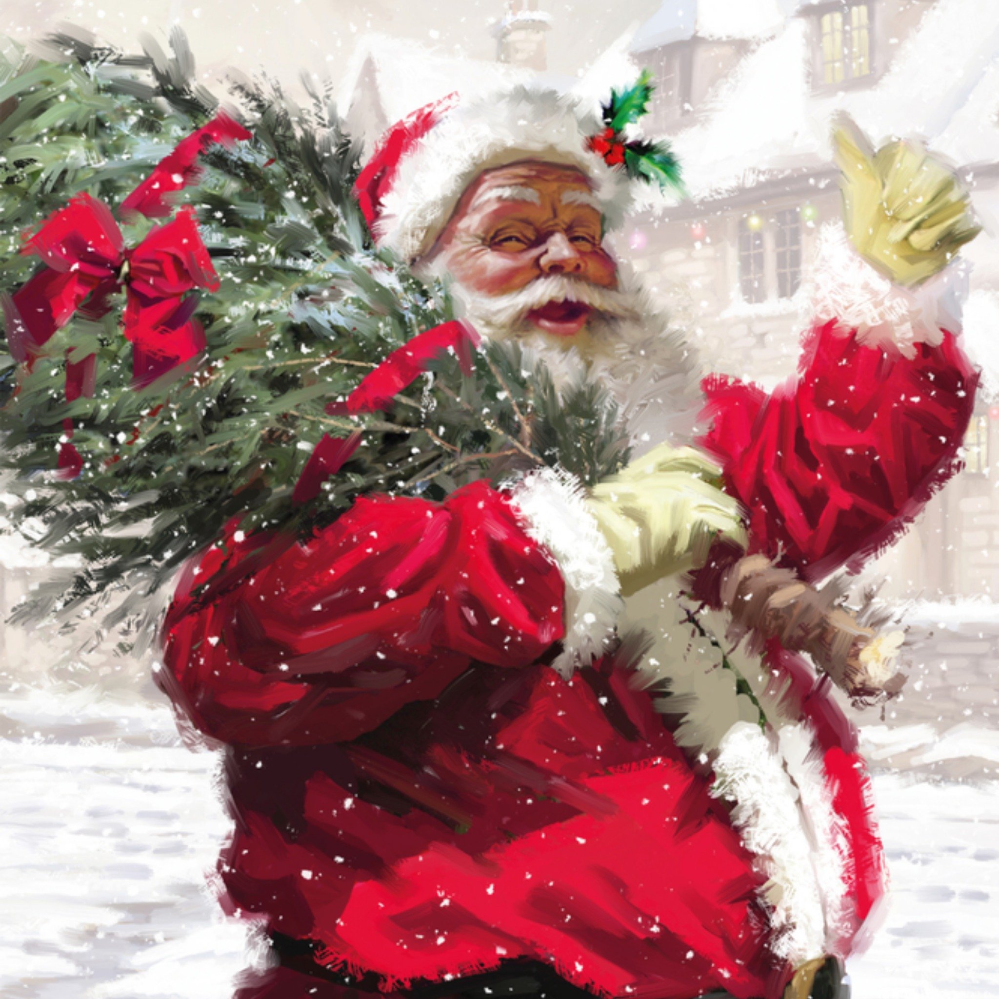 Paperclip Kerstkaart kerstman Vierkant