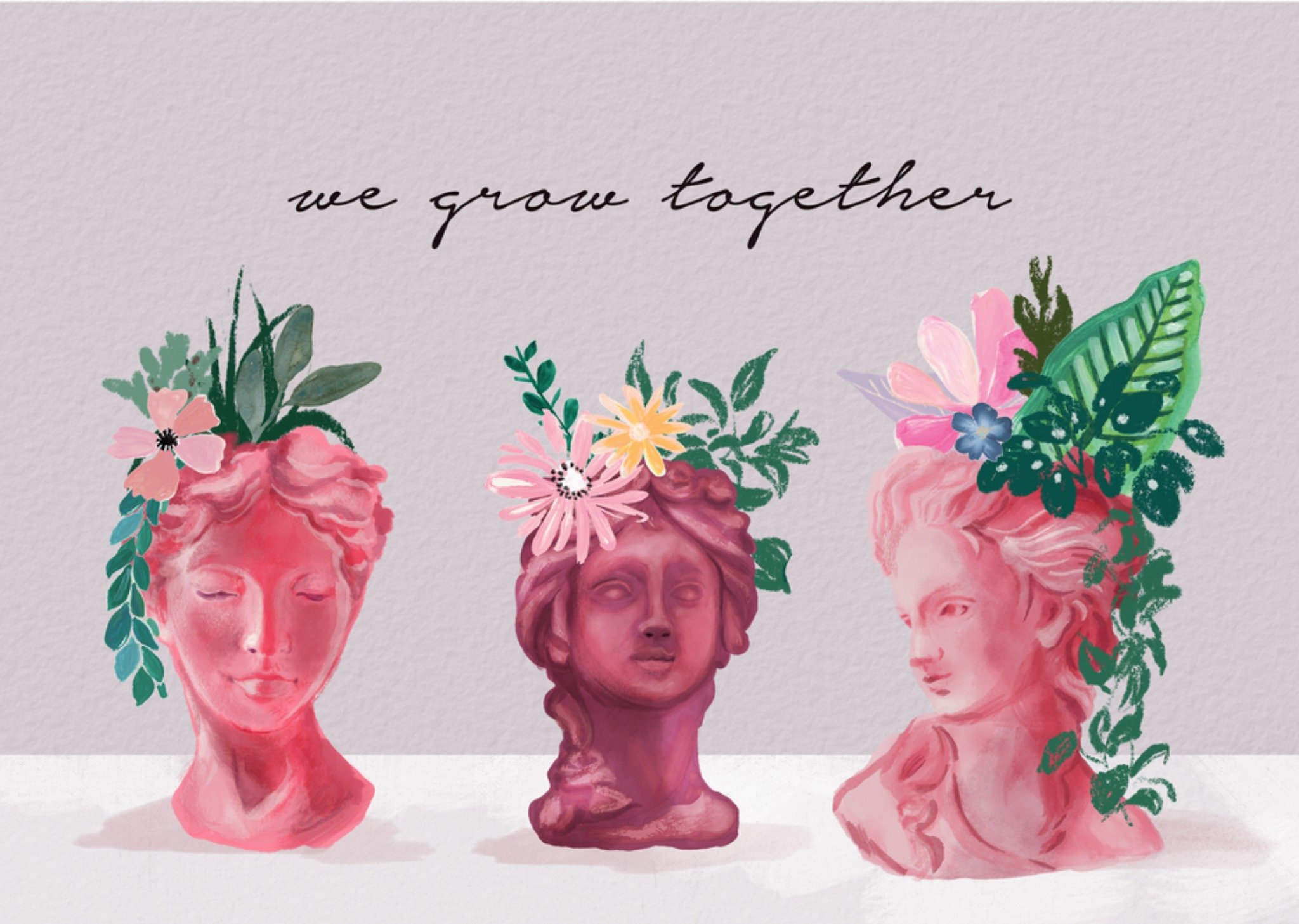 Internationale Vrouwendag We grow together Kaart Drunk Girl Designs