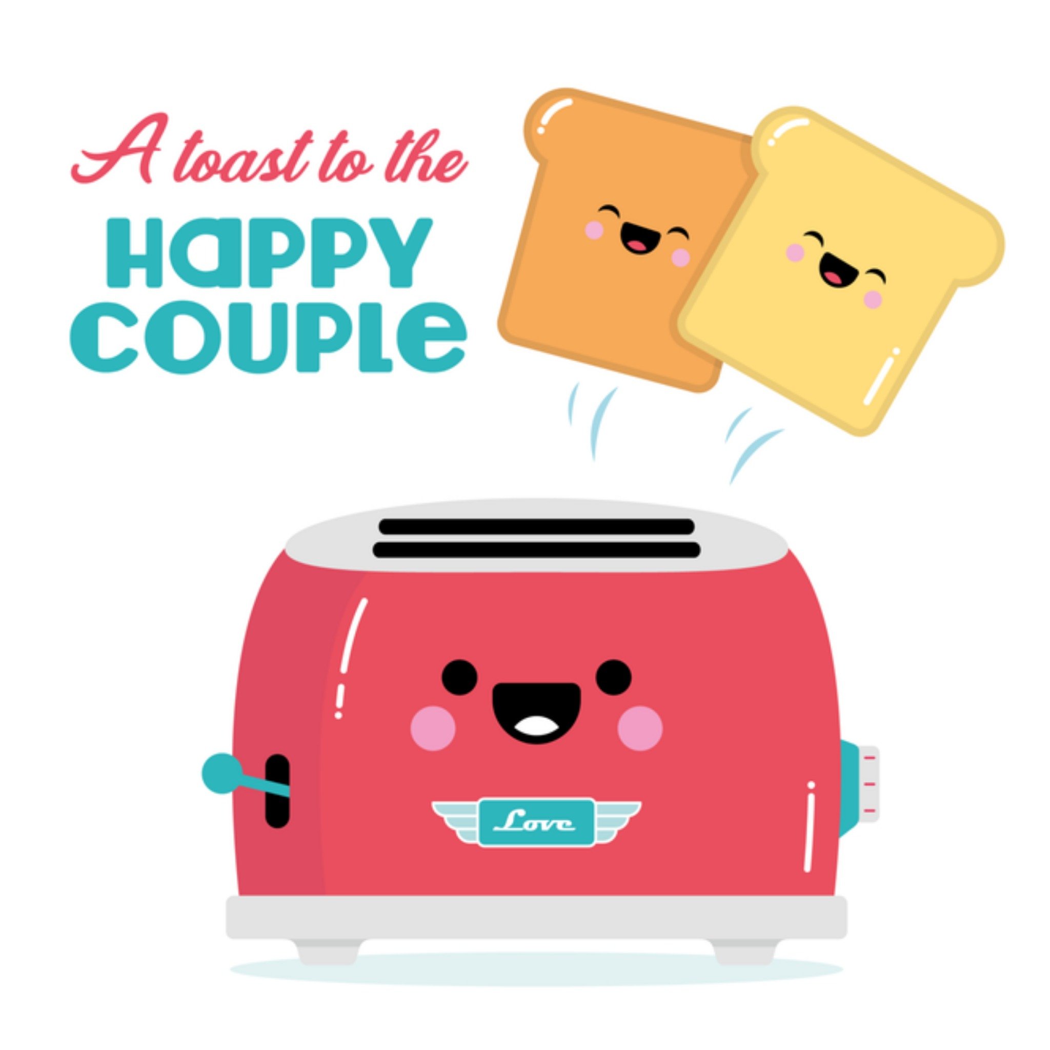 Huwelijkskaart Happy Couple Toast Vierkante Kaart Paperclip